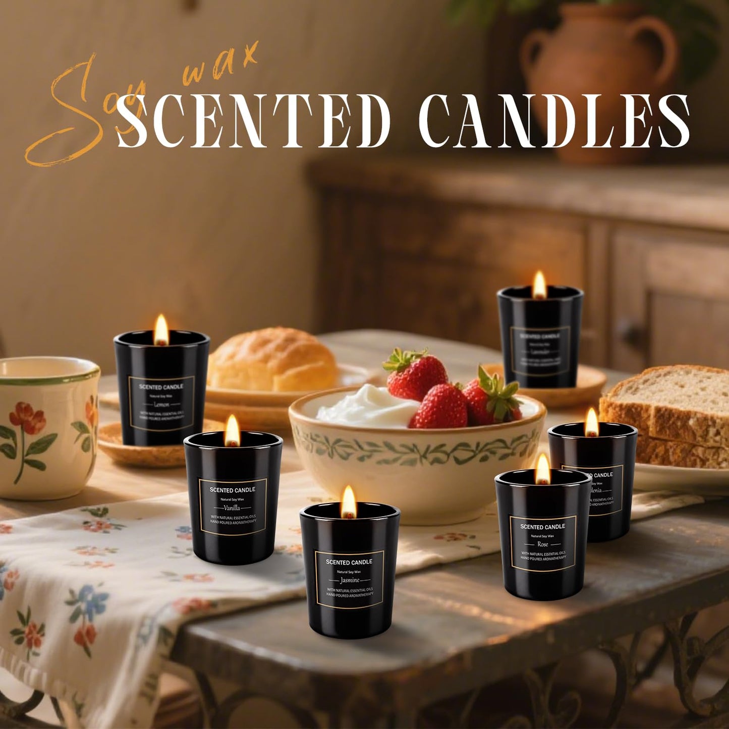 12 Pack Scented Black Candles Gift Set for Dad, Soy Wax Aromatherapy Candles for Home, 12 Masculine Fragrances, Gift from Daughter/Son for June Holiday, Stress Relief & Relaxation for Men