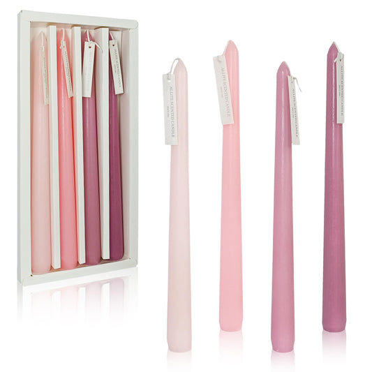 Dripless Handmade Gradient Pink Taper Candlesticks Rose Scented Long Lasting Smokeless Aromatherapy Candles 10 Inch Elegant Tall Candlesticks for Home Décor Wedding Gift