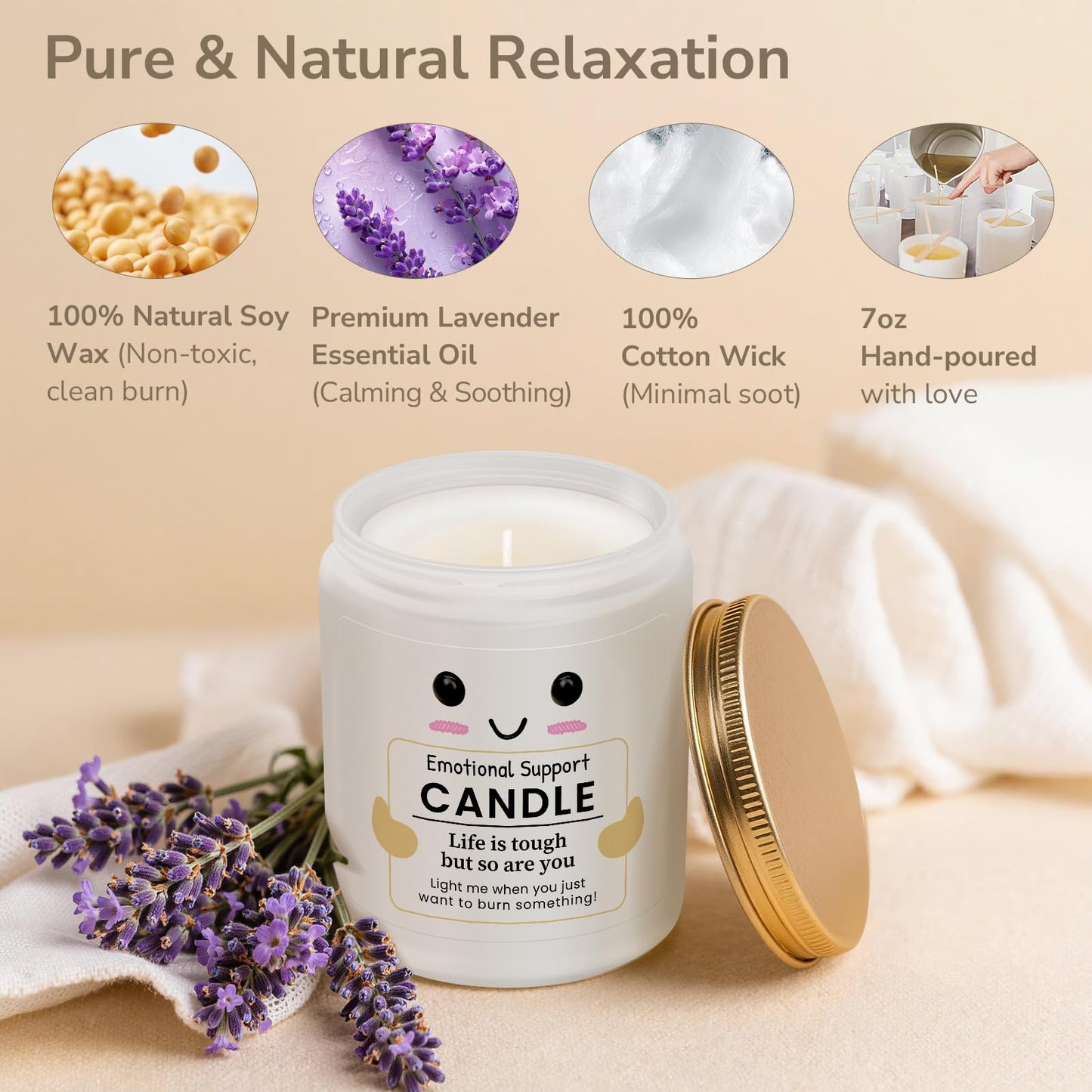 Funny Emotional Support Gifts,Inspirational Gifts for Women, Positive Affirmation, Stress Relief Gift for Women, Men, Coworker, Friend Motivational, New Job Gift - Lavender Scented Candles