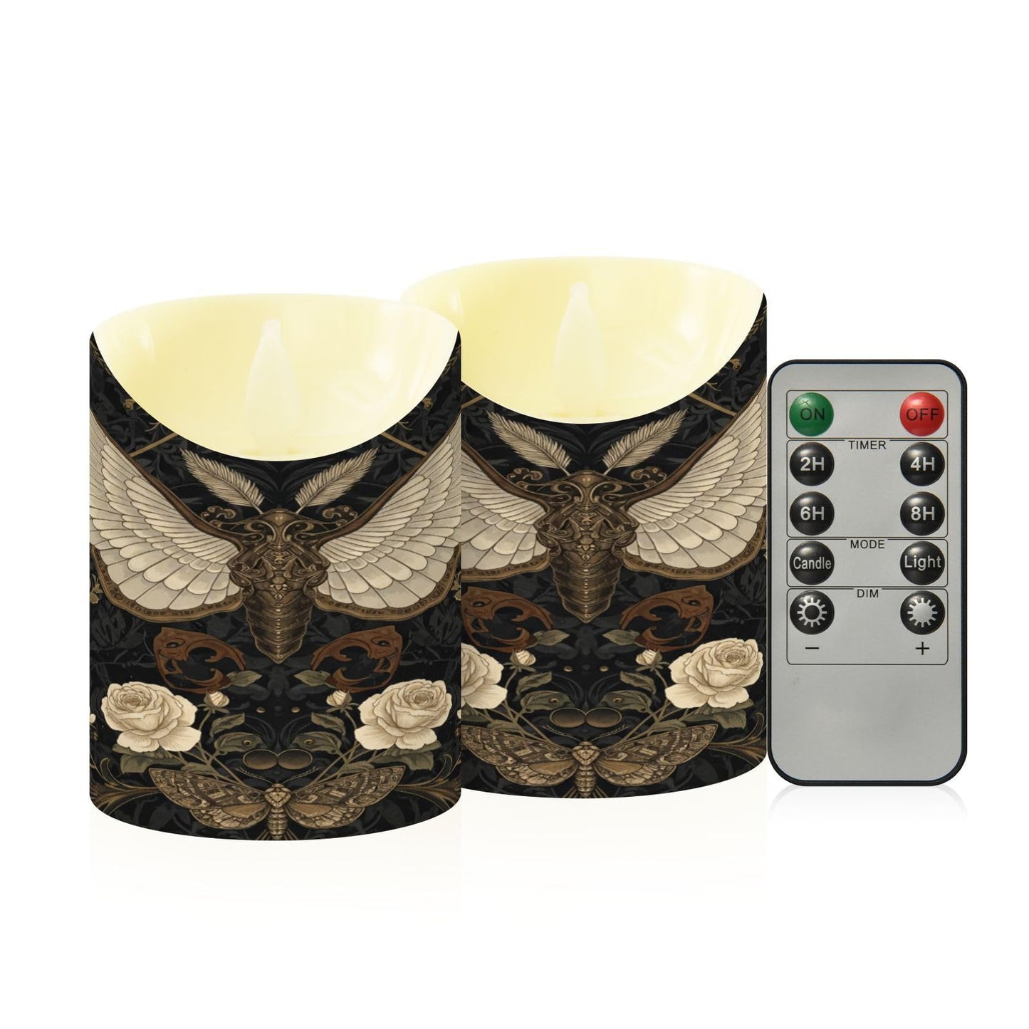 ALAZA Gothic Pattern Flameless Candles with Remote Timer,LED Flickering Battery Operated Electric Pillar Tea Light Candles for Wedding Table Christmas Decorations 3" x5.9"