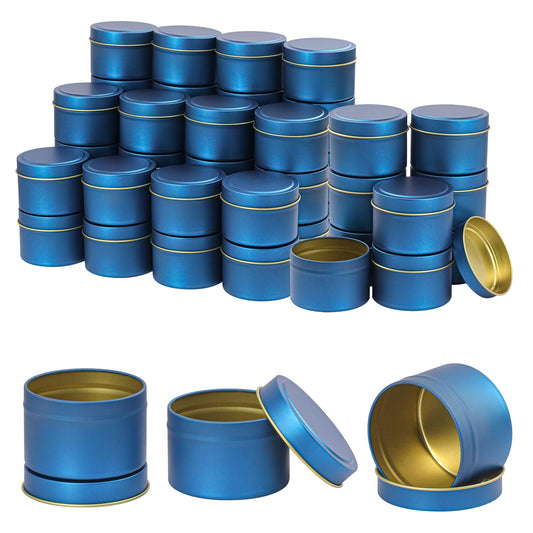 IHDYPPEW 48 Piece 4 oz Blue Candle Tins with Lids, Candle Tin Cans, Empty Candle Jars for Making Candles, Party Favors, Spices, Jewelry, Cosmetics