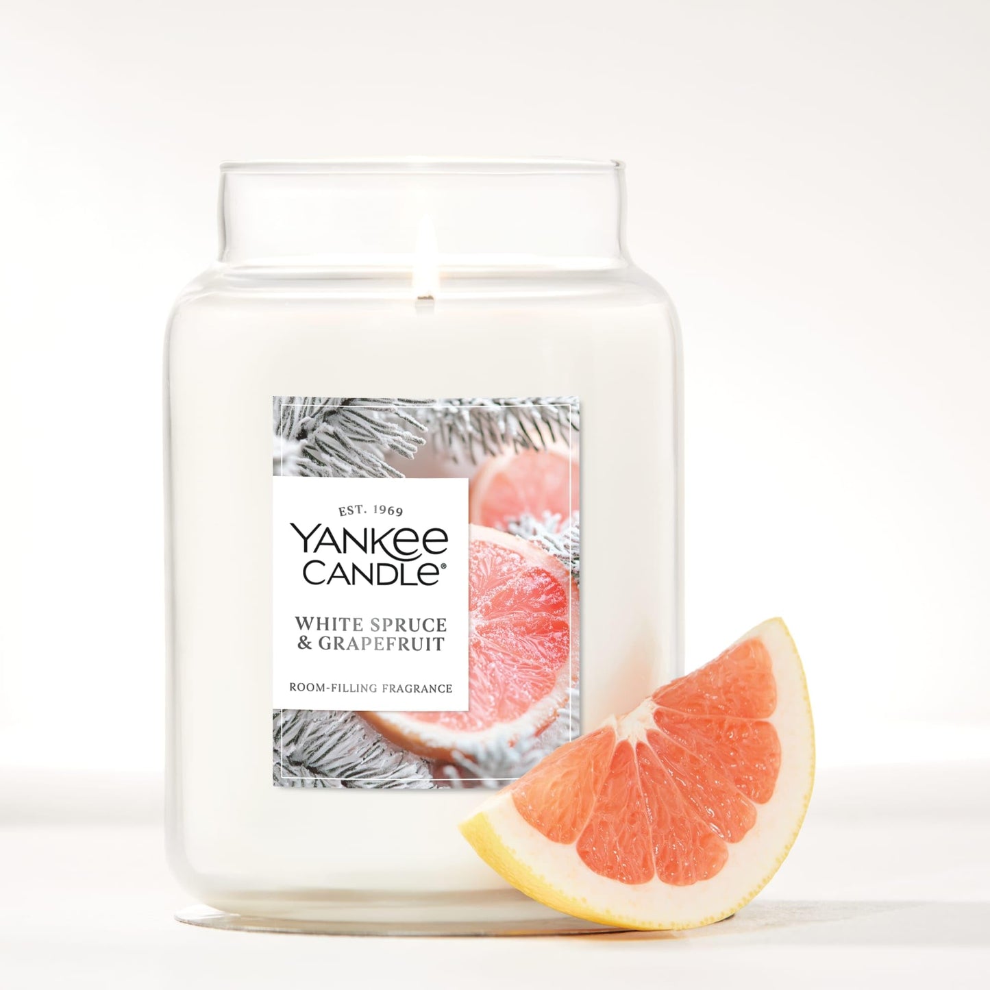 Yankee Candle White Spruce & Grapefruit Scented Candle, 22oz Large Jar with up to 150 Hour Burn Time, Giftable