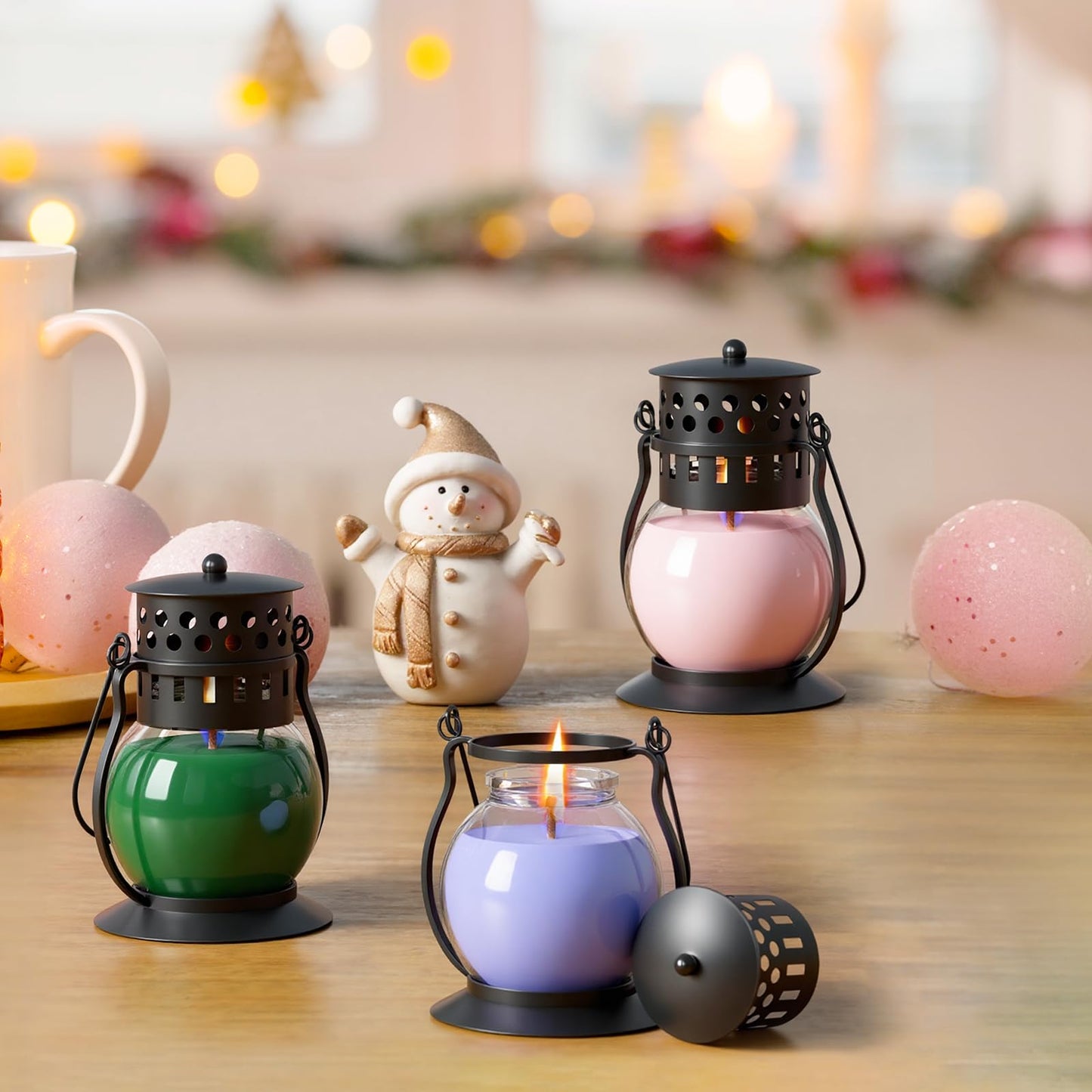 Scented Candles for Home, 3 Pack Fall Candle Set Natural Soy Wax, Retro Lantern Candles Autumn Gifts Set for Women Men, Aromatherapy Candle of Blush Sands/Lilac Blossoms/Balsam Cedar