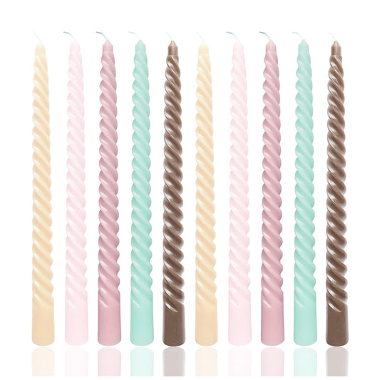 10 Inch Morandi Colors Taper Candle Set, 10 Pack Elegant Unscented Dripless Candlesticks for Family Dinner Parties Home Decoration Picnic