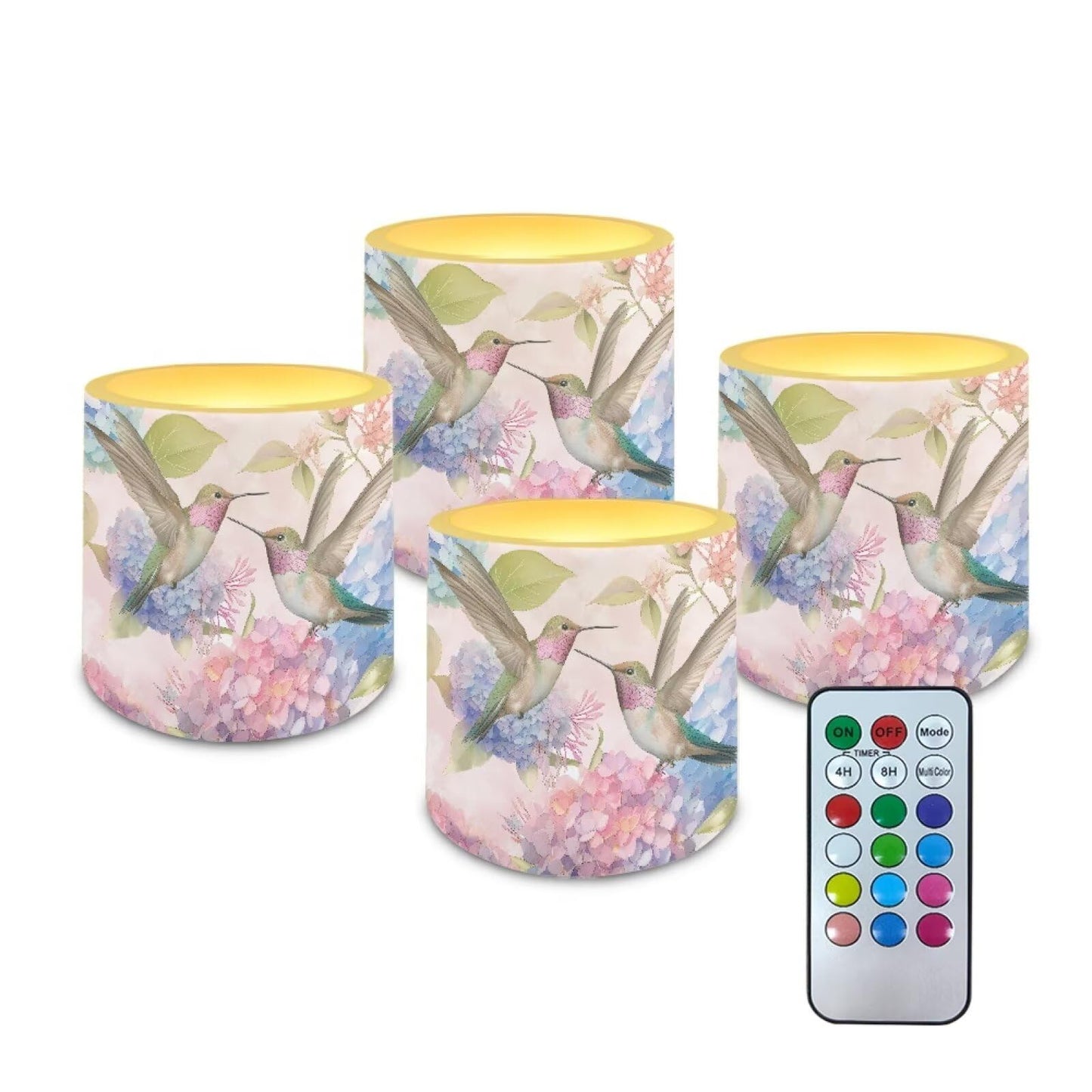 Cozeyat Pastel Bird LED Candles Set of 4 Battery Powered Flameless with Remote Timer Flickering Flame Waterproof for Home Beach Garden