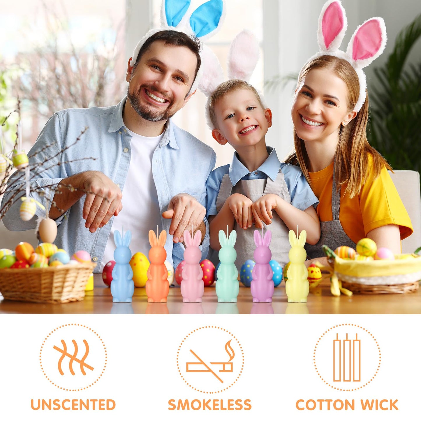 DoubleFill 6 Pcs Easter Bunny Candle Mini Pastel Easter Candles Cute Bunny Decorations Spring Rabbit Table Home Decor for Spring Party Favors Decoration Centerpiece