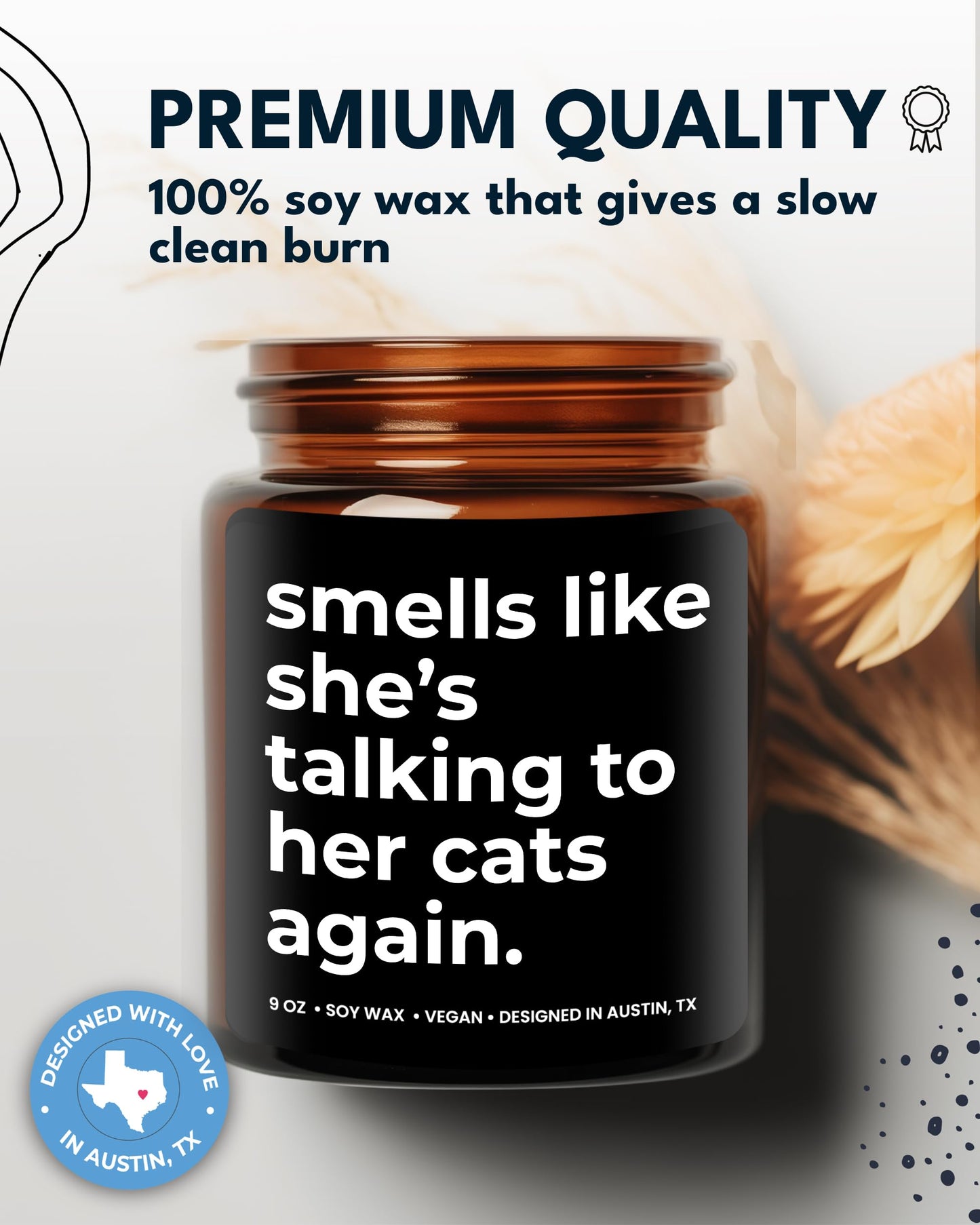 Funny Cat Mom Candle, Smells Like She's Talking to Her Cats Again, Cat Lover Gifts, Pet Themed Gifts for Women, Cat Present, Purrfect Cat Presents for Her, Birthday, Gift-Ready