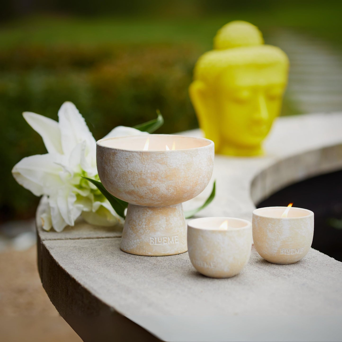 Blueme Spiritual Candle | Palo Santo & Vetiver | 5 Wick - Refillable Wellness Candle with Essential Oils, Hand Finished & Poured Soy Wax Blend Ceramic Vessel, Natural Cotton Wicks | Giant 45 oz