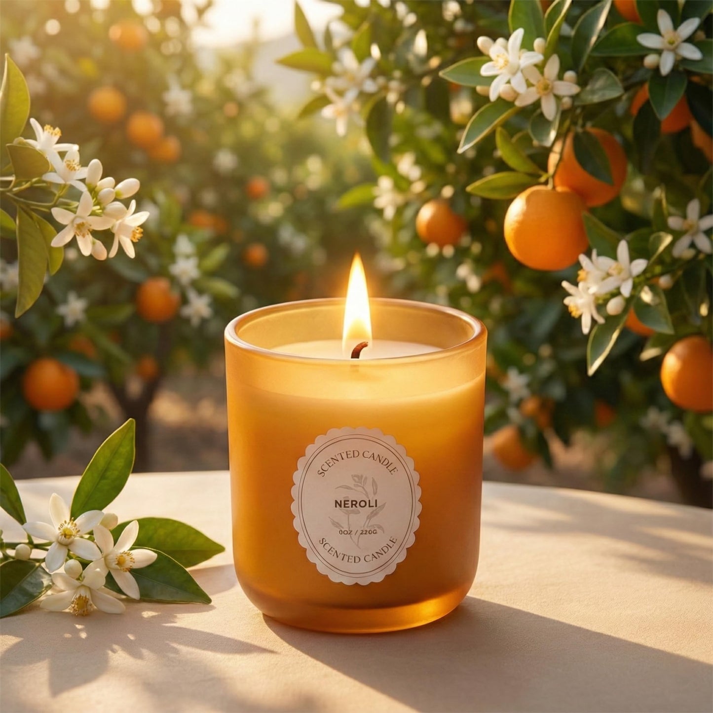 Neroli Scented Candle 8oz – CW Studio Color Glass Jar — Hand-Poured Soy & Paraffin Wax – Clean Burn, Smokeless, Up to 30 Hours, Home Decor & Gift Giving