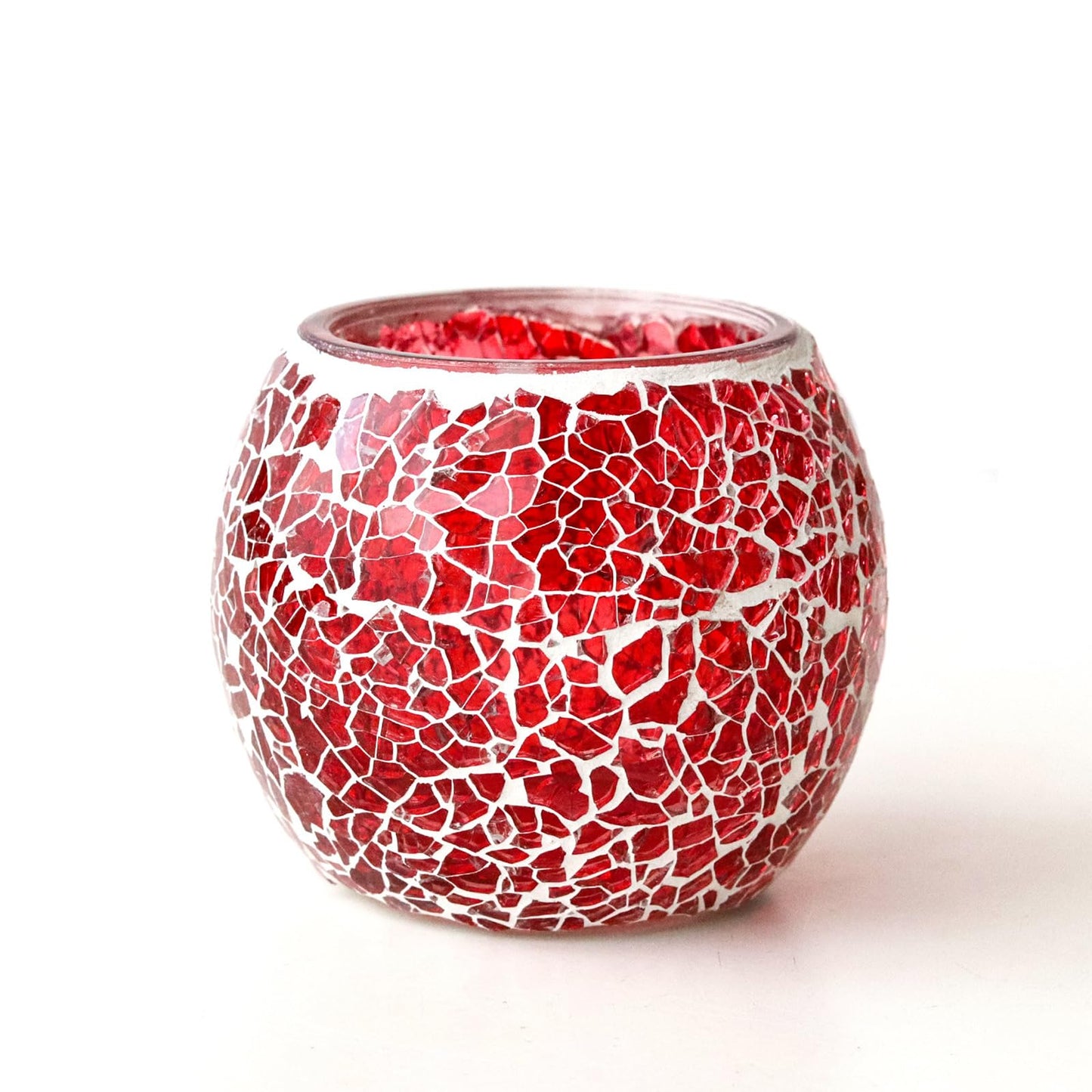 Crimson Red Glass Votive Candle Holder – Crackle Votive Style, Perfect for Table Centerpieces, Weddings & Home Decor (1 Pack)