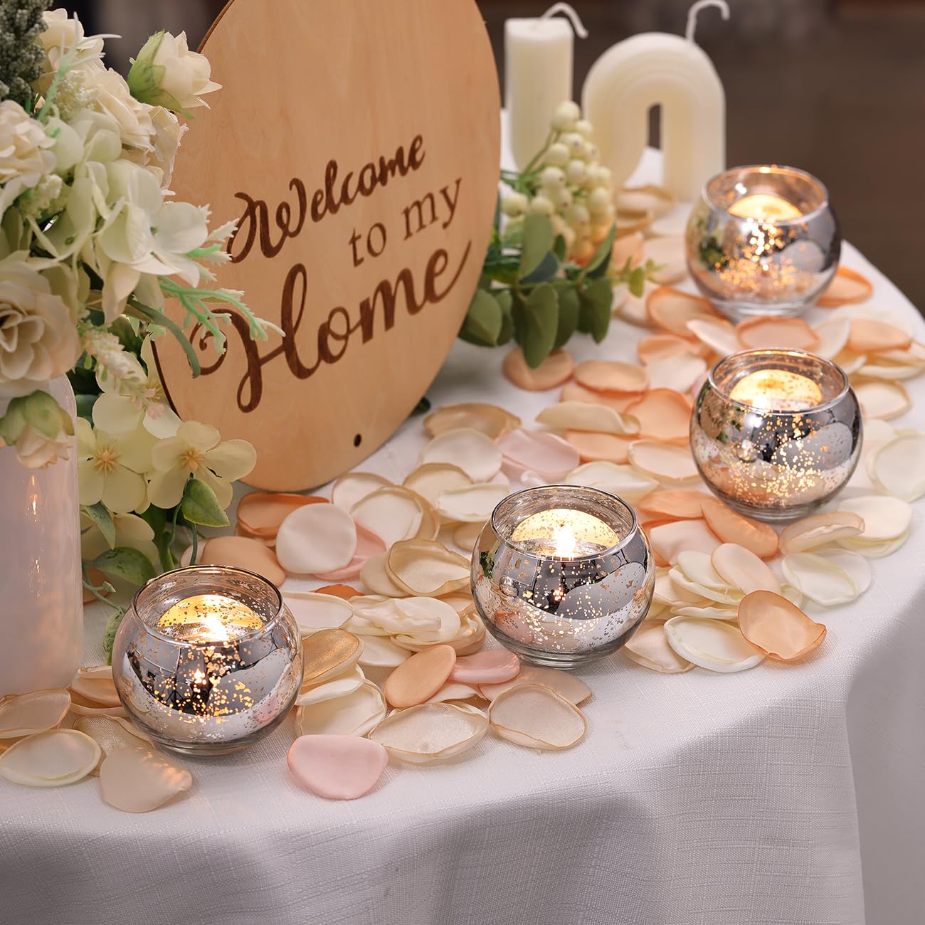 LETINE 36pcs Silver Votive Candle Holders - Elegant Mercury Glass Tea Light Candle Holder Set for Spring Summer Weddings, Holiday Season Decorations, Valentine's Day Table Centerpieces