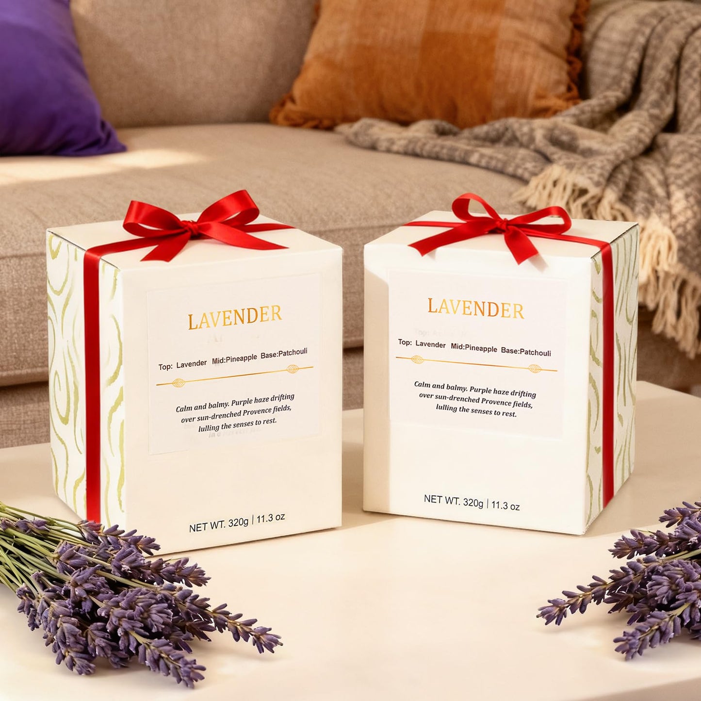 Scented Candles for Home,2 Pack Wood Wick Soy Wax Scented Candles with Gift Boxes, Long Lasting Relaxing Aromatherapy Candles for Home Decor, Holiday Gifts