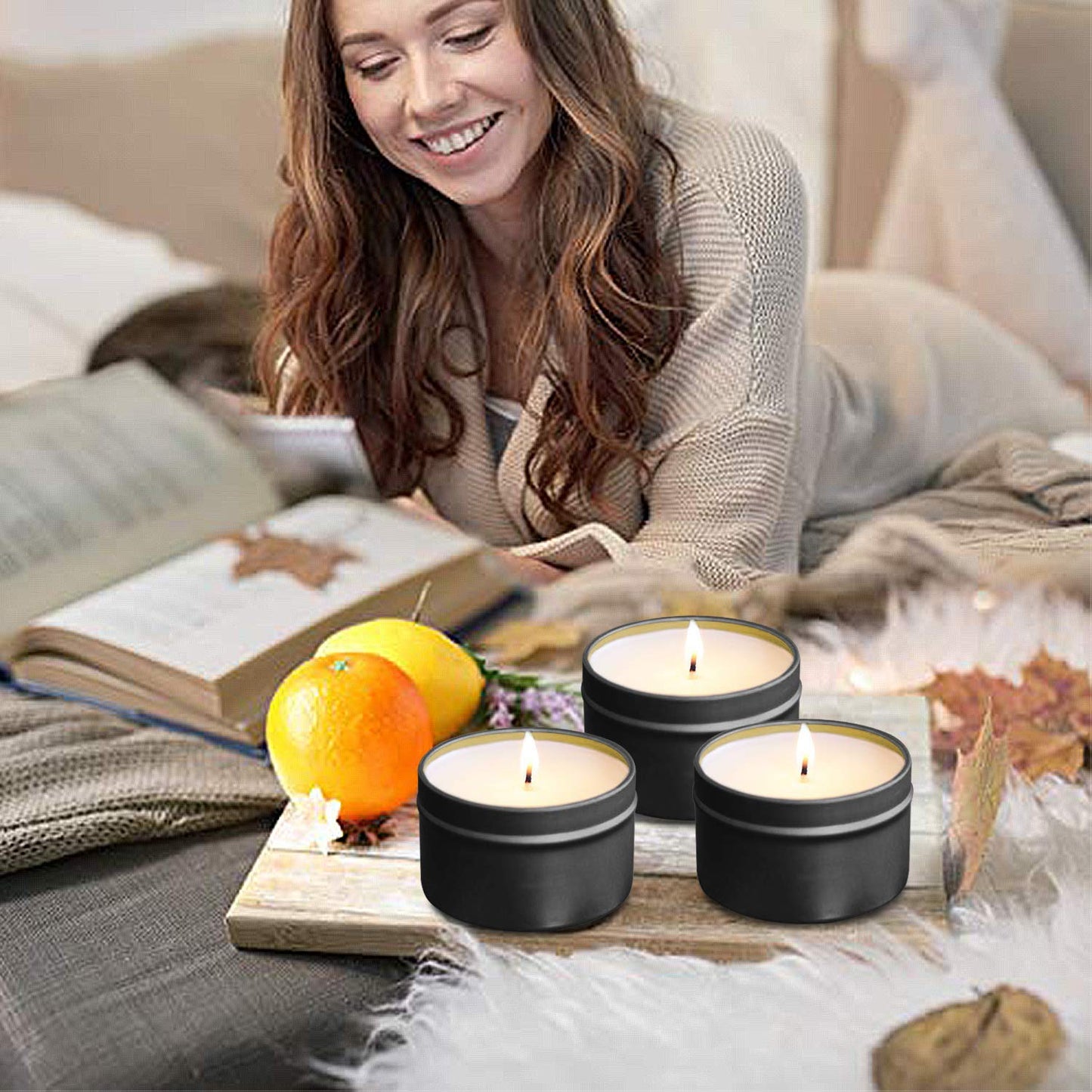 Empty Metal Candle Tins, 18 Pieces - 4 oz, DIY Candle Making Needs (Black)