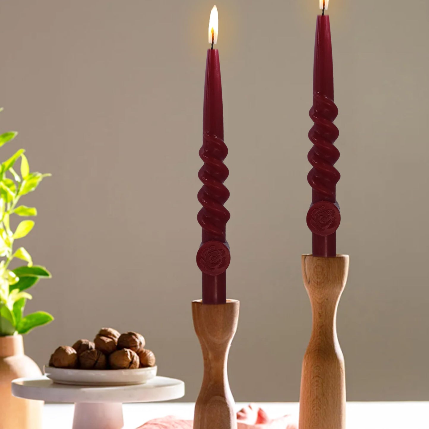 Red Taper Candles Unscented Spiral Candles Twisted Tapered Candles 10 inch Tall Candle Ideal as Dinner Candles Smokeless Long Burning Candlesticks for Weddings Dinner Party Home Decor