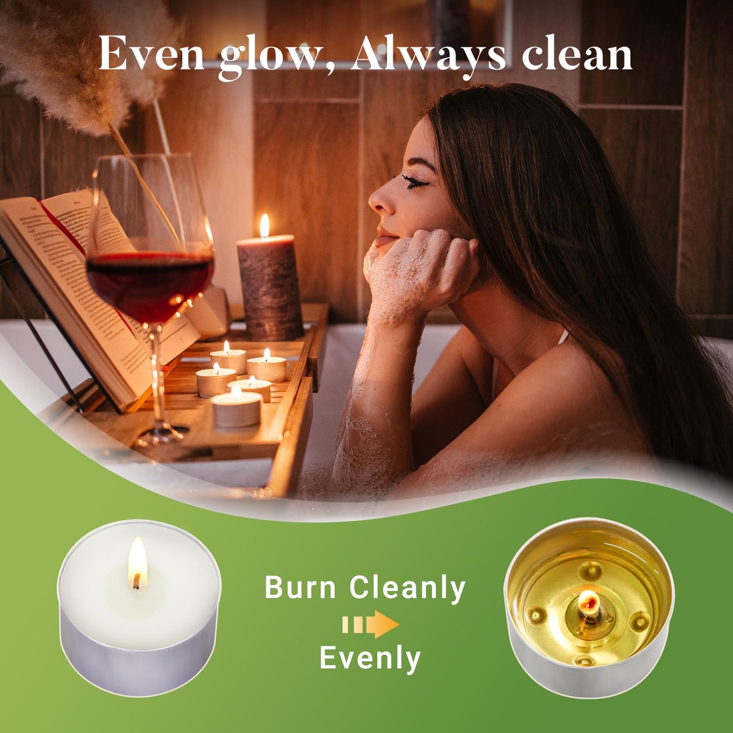 Unscented Tea Lights Candles 100 Pack,6 Hours Long Burning White Tea Candles Bulk,Non-Paraffin, Clean Burn, Smokeless, Palm Tealight Candles for Wedding,Centerpiece,Christmas Lights,Home Decor