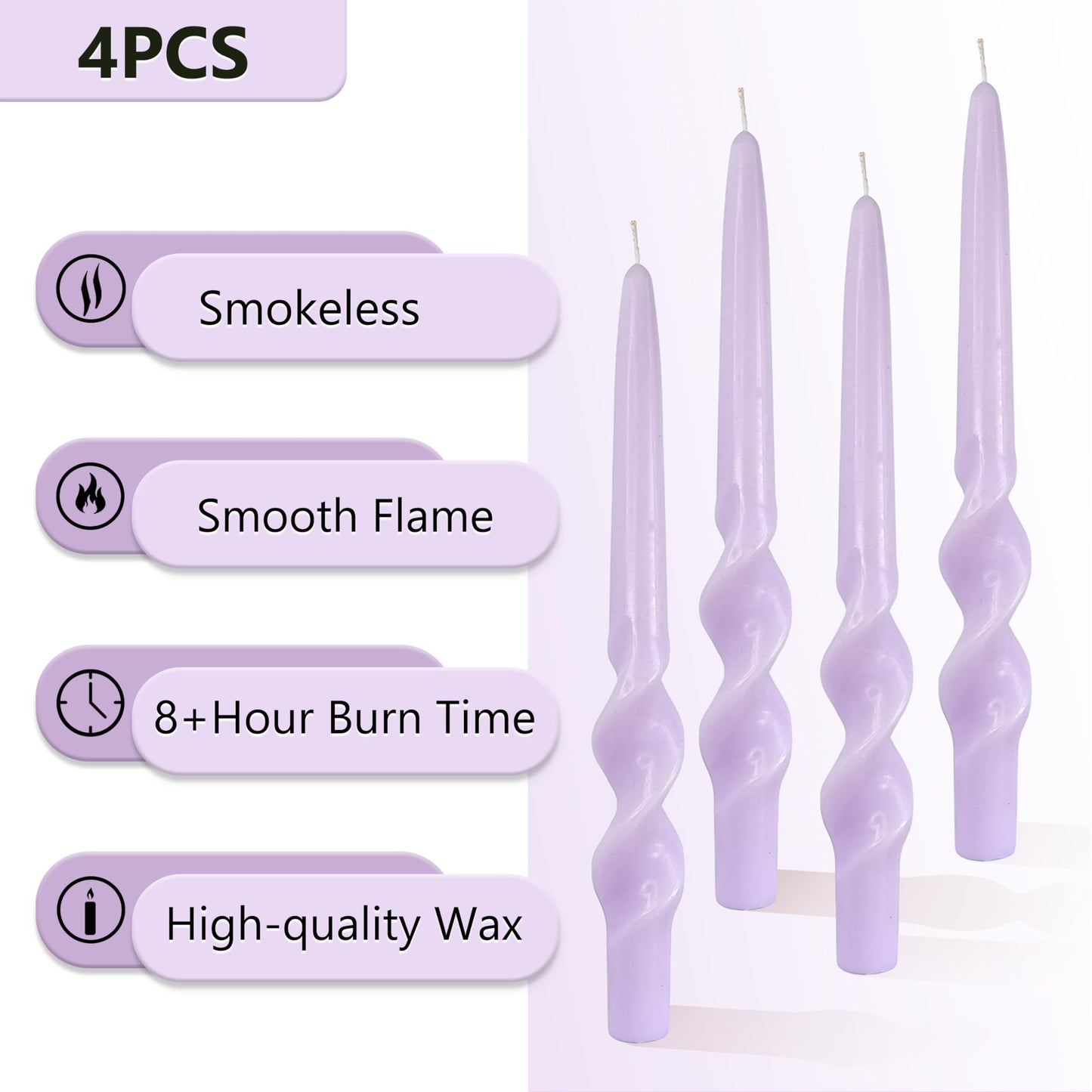 Long Tapered Candle Spiral Candlesticks 10 INCH Purple Twisted Candles Spiral Taper Candles Unique Candle Sticks for Home Dinner Wedding Party Decoration