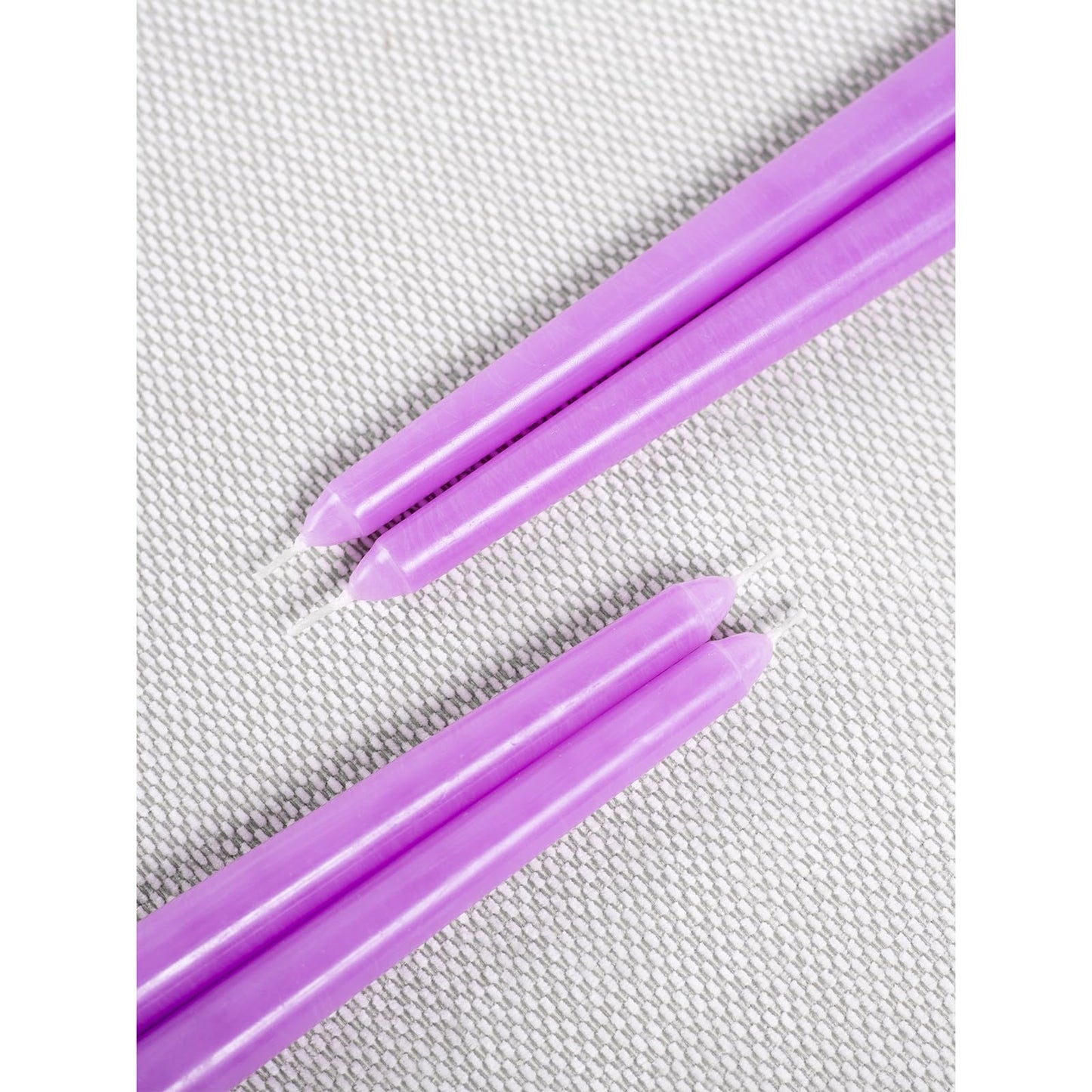 CANDWAX 10 inch Taper Lilac Candles Pack of 4 - Unscented Smokeless Dripless Tall Candlesticks - Perfect for Special Occasions, Ordinary Dinners, for Mother's Day - Lavender Candle Sticks