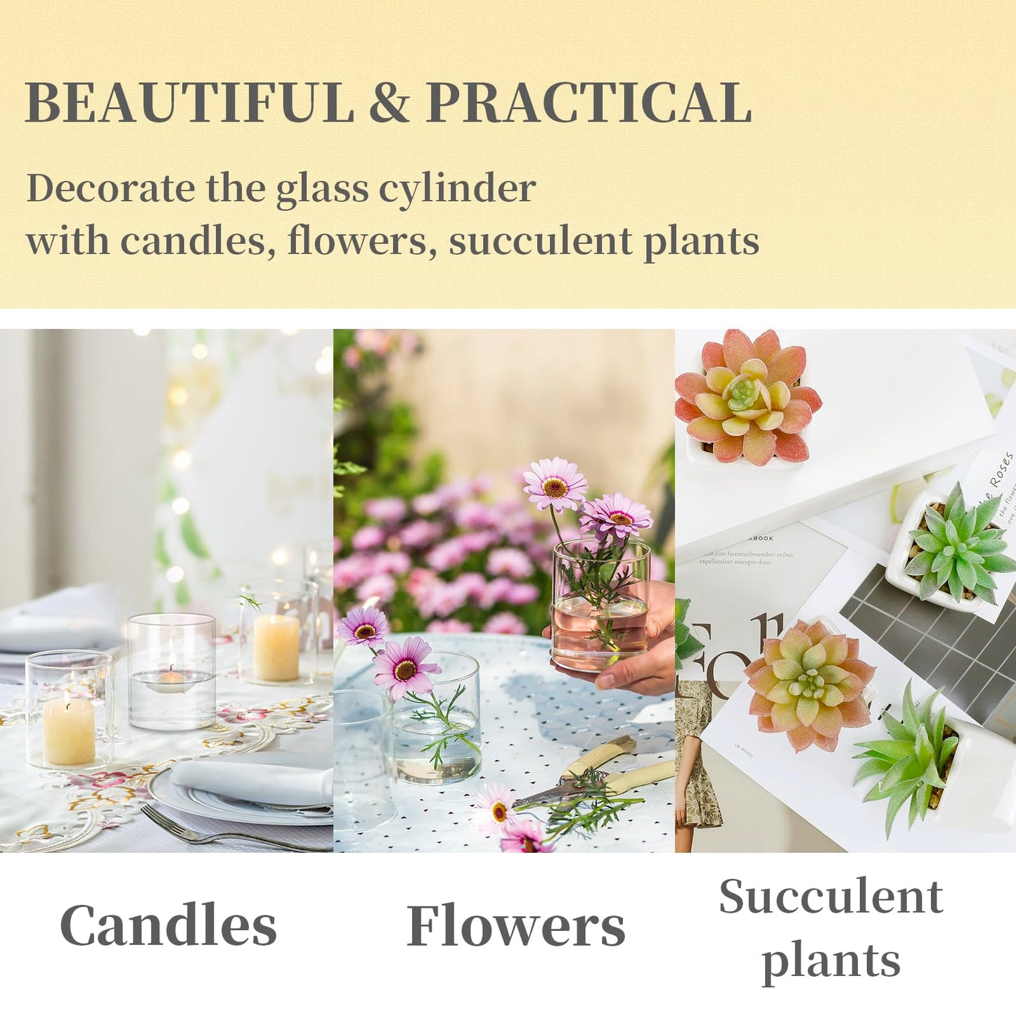 Hewory Glass Hurricane Candle Holder Set of 12, Clear Glass Candle Holders for Pillar Candles Floating Candles, 4 inch Cylinder Hurricane Vases for Centerpieces Wedding Christmas Home Decor