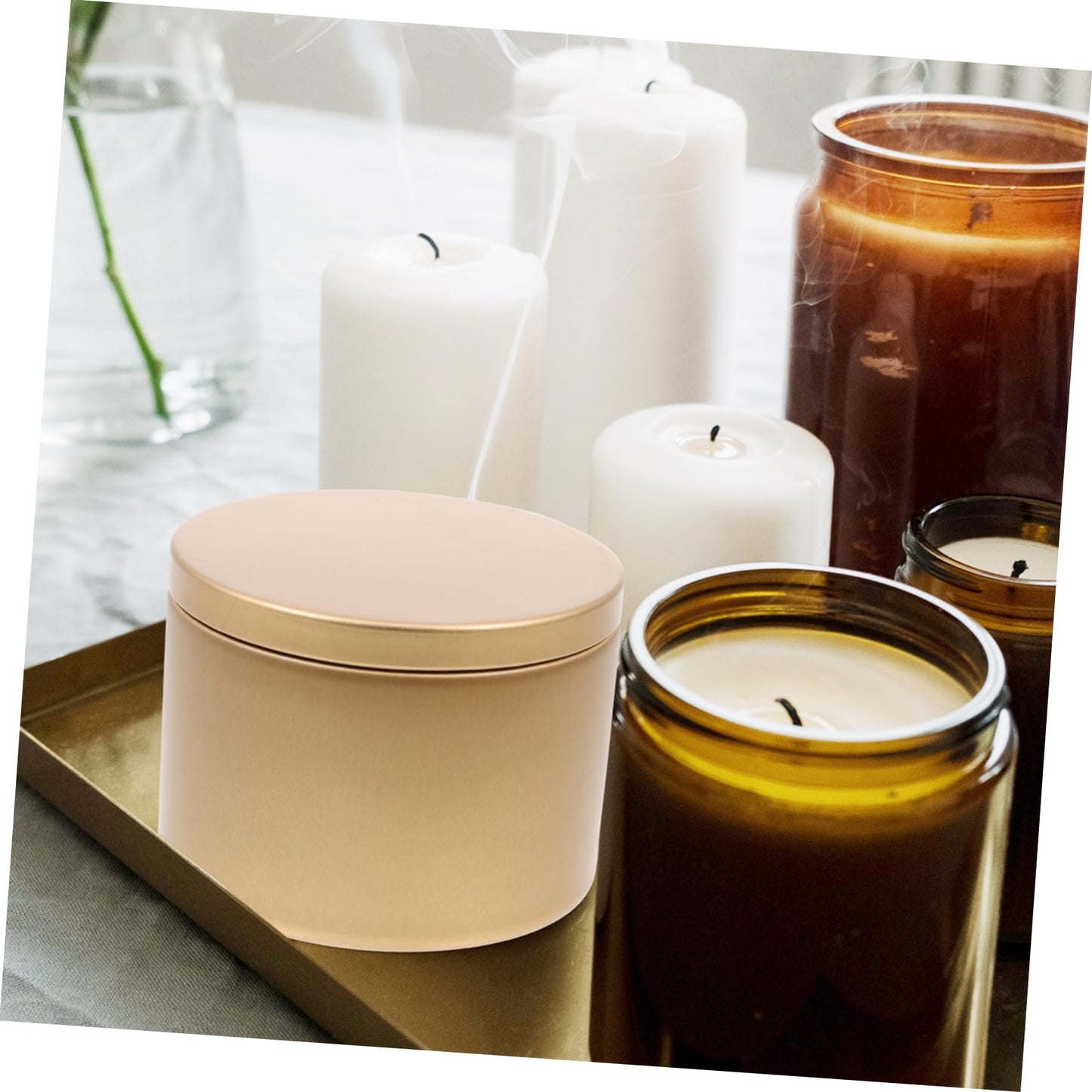 Veemoon 3pcs Iron Candle Holders Candle Jars for Projects Portable Making Containers for Home Decor and Elegant Party Settings