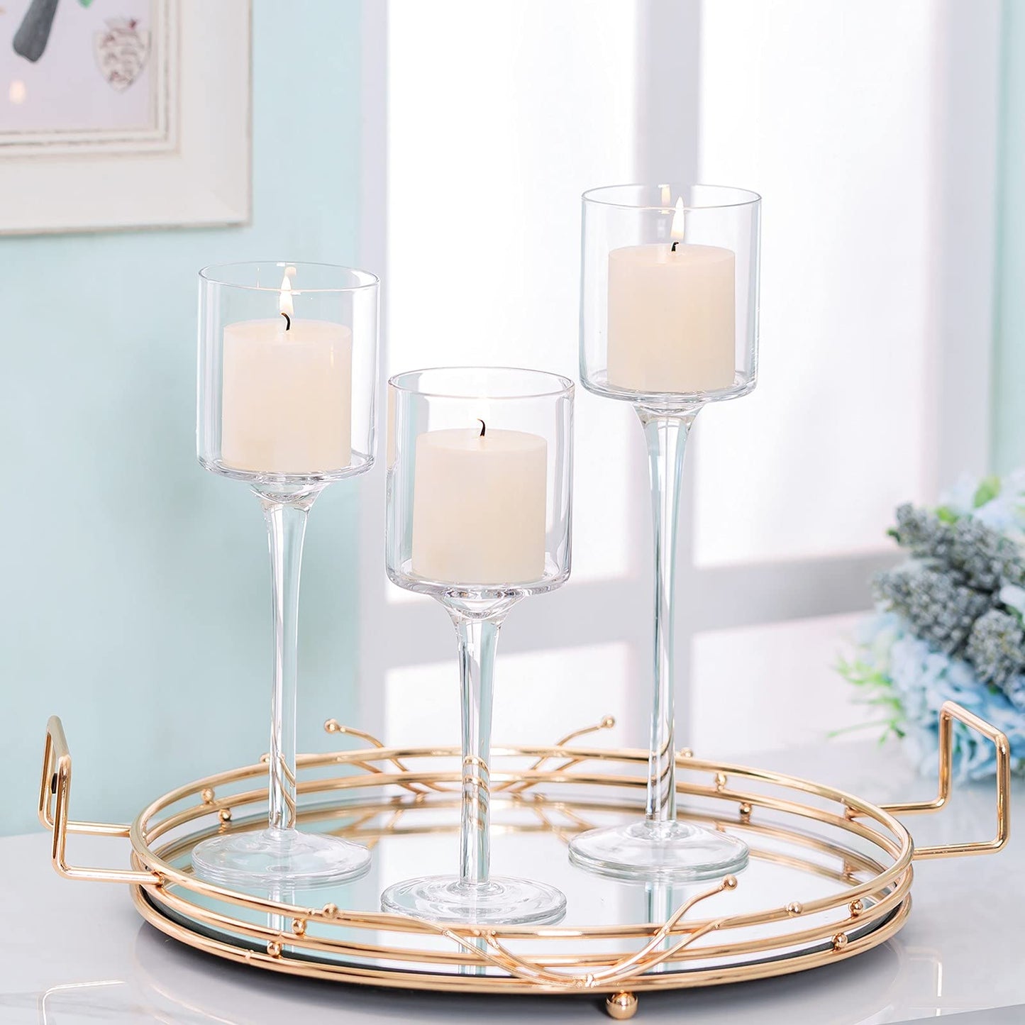 Tea Light Holder Votive Centerpieces - Glass Candle Holders Bulk for Wedding Table Centerpiece, Fit Floating Candle for Wedding Reception Decor, Home Decorations 30 PCS