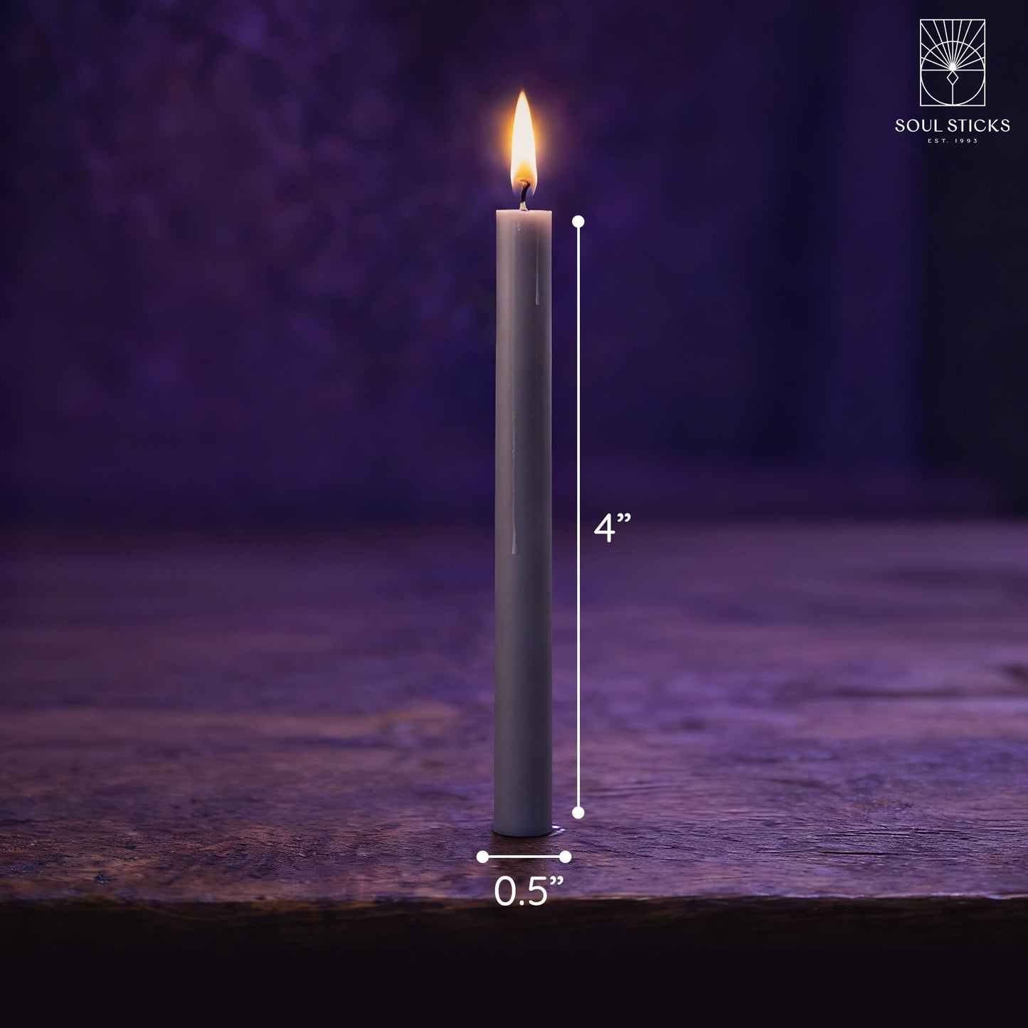SOUL STICKS Wisdom Magic Spell Chime Taper Candles 20 Pack - Ideal for Altar, Rituals, Ceremonies, Meditation Grey Tapered Candle for Witchcraft Supplies, Wiccan Supplies, Candles Clearance