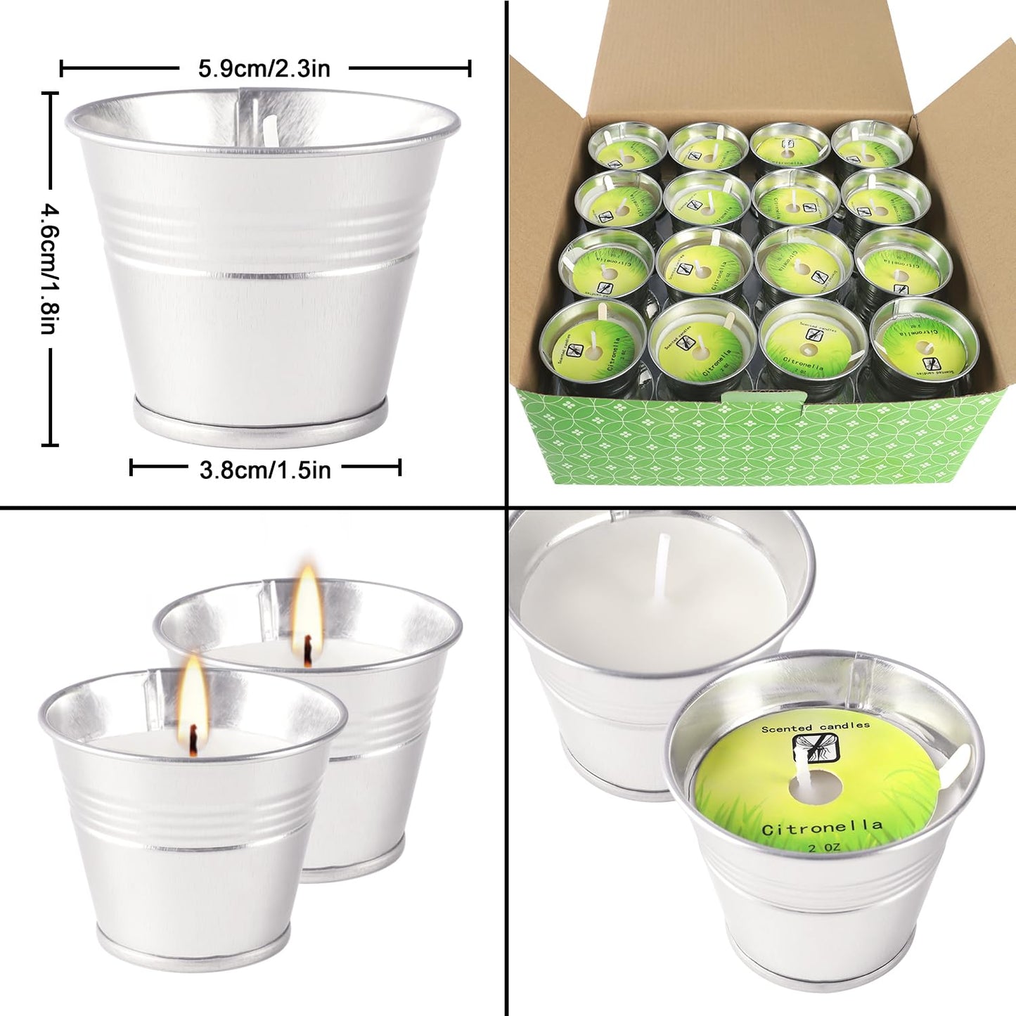 CAKETYCG Outdoors Citronella Candles 32Pack - Garden Citronella Scented Candles, Long Burning, 2 oz Small Tin Candles Gift Sets for Home Patio Yard Indoors, Balcony, Camping BBQ & Summer Parties.