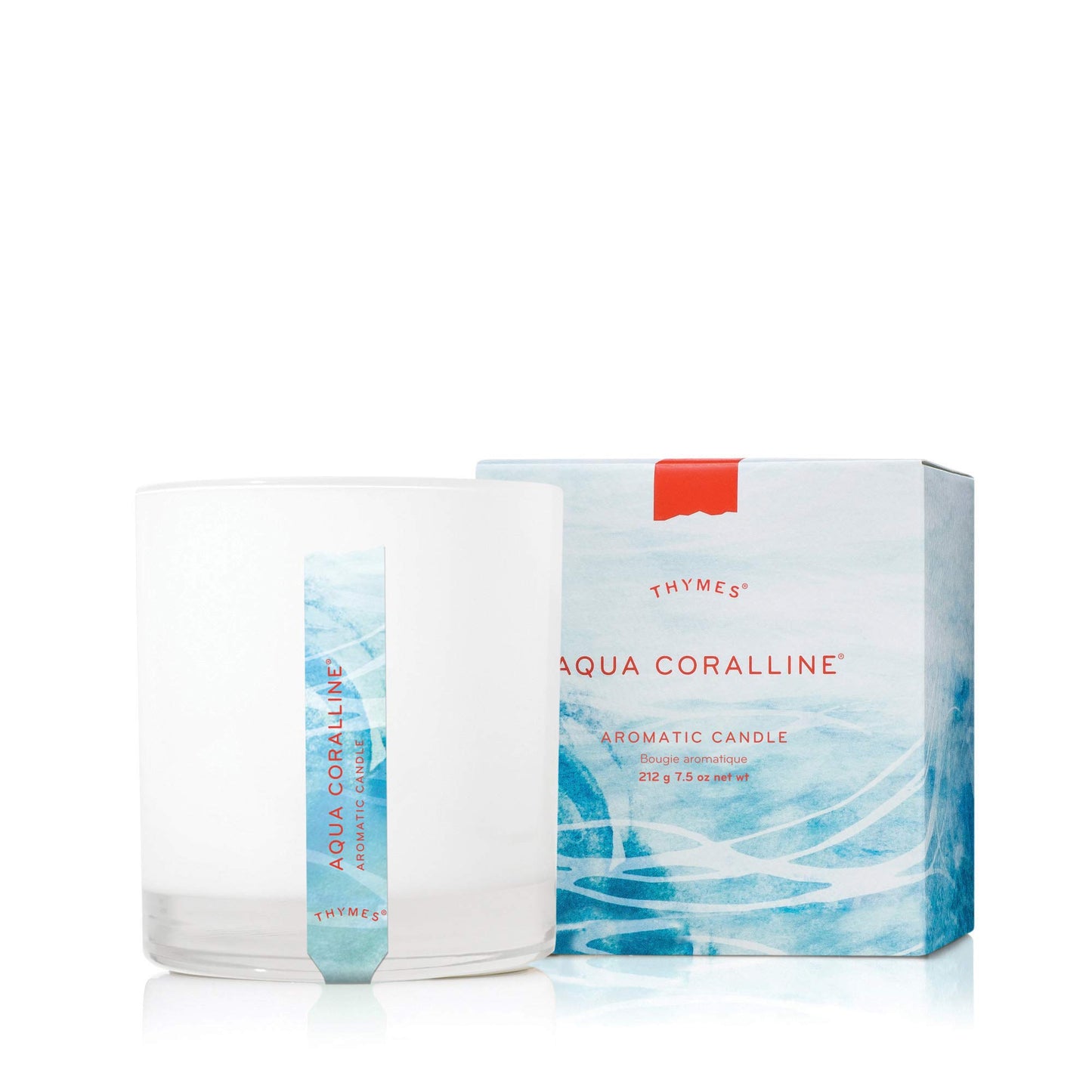 Thymes Aromatic Jar Candle - Aqua Coralline Scented Candle for a Fresh Home Fragrance - Matte White Candles (7.5 oz)