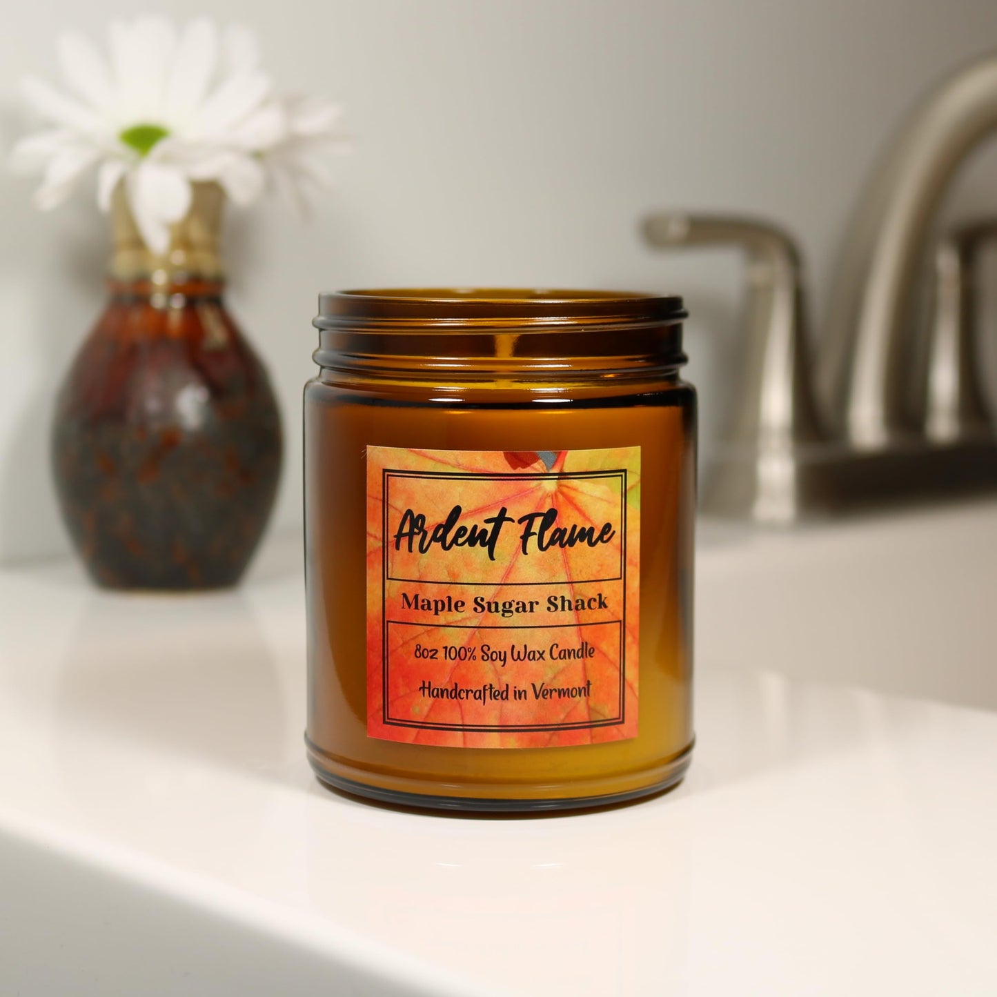 Ardent Flame Candles | Vermont Maple Sugar Shack | 100% Natural Soy Wax Candle for Home Decor | Highly Scented | Premium Fragrance | Handmade in Vermont, USA | 8 oz | Long Lasting | Great Gift