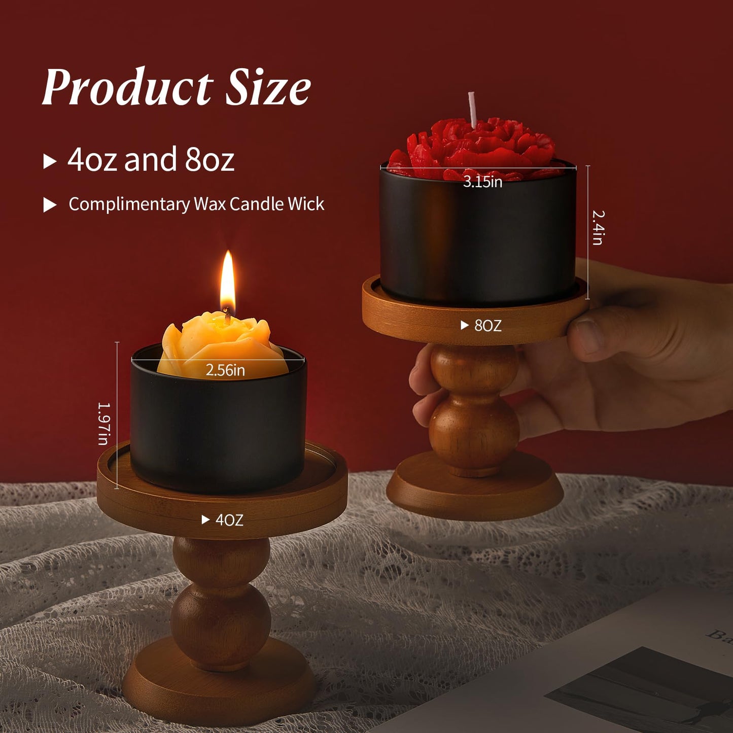 MGLIFEUL Candle Tins Jars Container Vessels for Making 4 8 Oz Black Empty Candle Tins Can Gift Box Packaging Plate with Lids Wax Container Bulk Making DIY Candle Supplies Accessories(Black,4oz,12pcs)