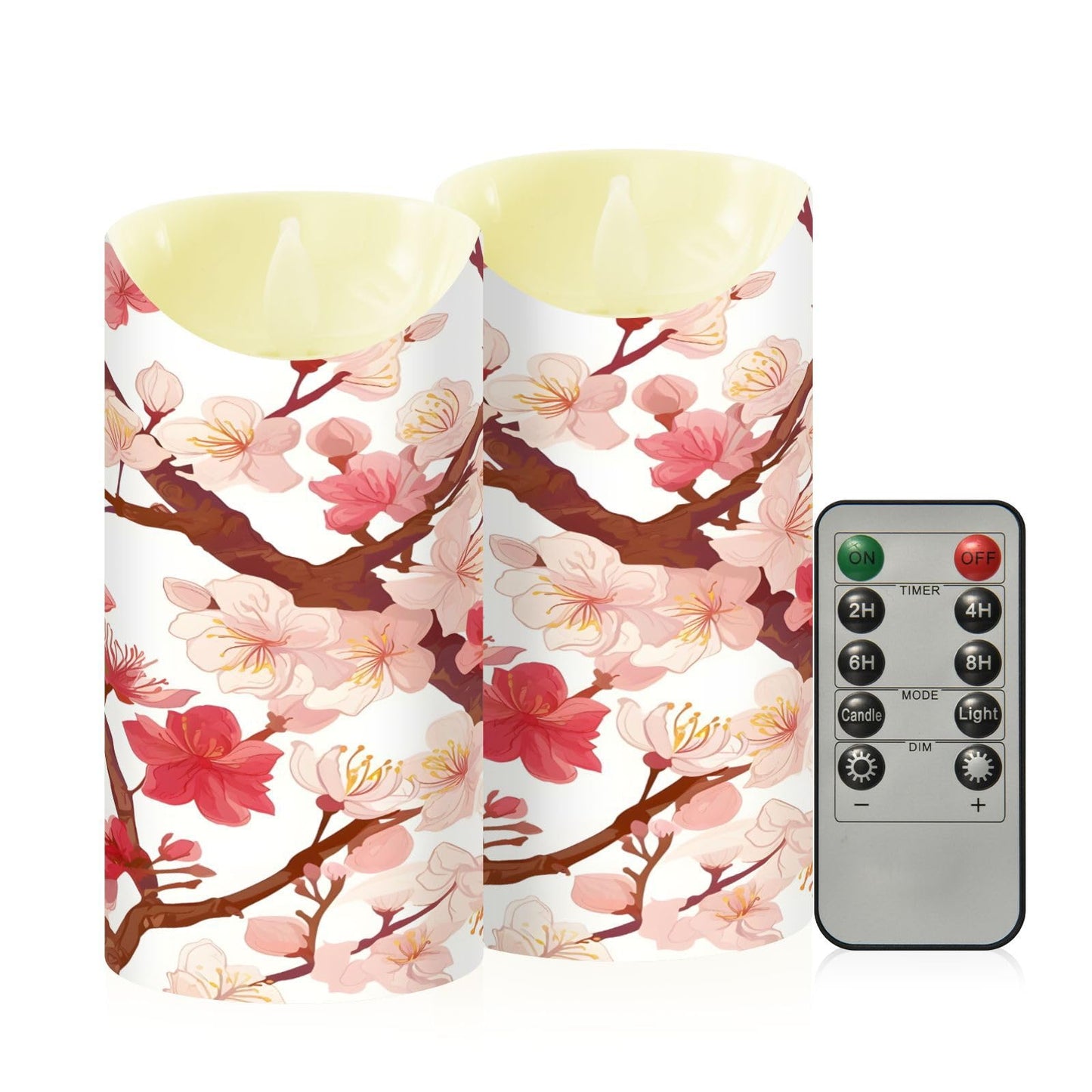 ALAZA Flower Multiple Pink Flickering Flameless Candles Battery Operated with Remote Timer,Tea Light Candles LED Pillar Votive Set of 2 for Outdoor Indoor Decorations 3" x3.9"