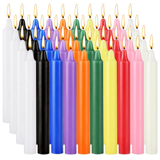 Spell Candles 40 Pack Bulk - 4 Inch Colored Mini Taper Candles for Rituals, Witchcraft & Wiccan Altar, Unscented Candles Compatible with Chime Holders, Prayer, Meditation, Birthday Decor
