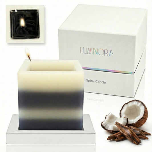 LUMINORA Spiral Candle - Unique Scented Soy Wax Candle with Spiral Burning Design, Handcrafted Gift Ready Decorative Candle for Home Decor, Gift & Cozy Room Ambiance (Coconut Agarwood)