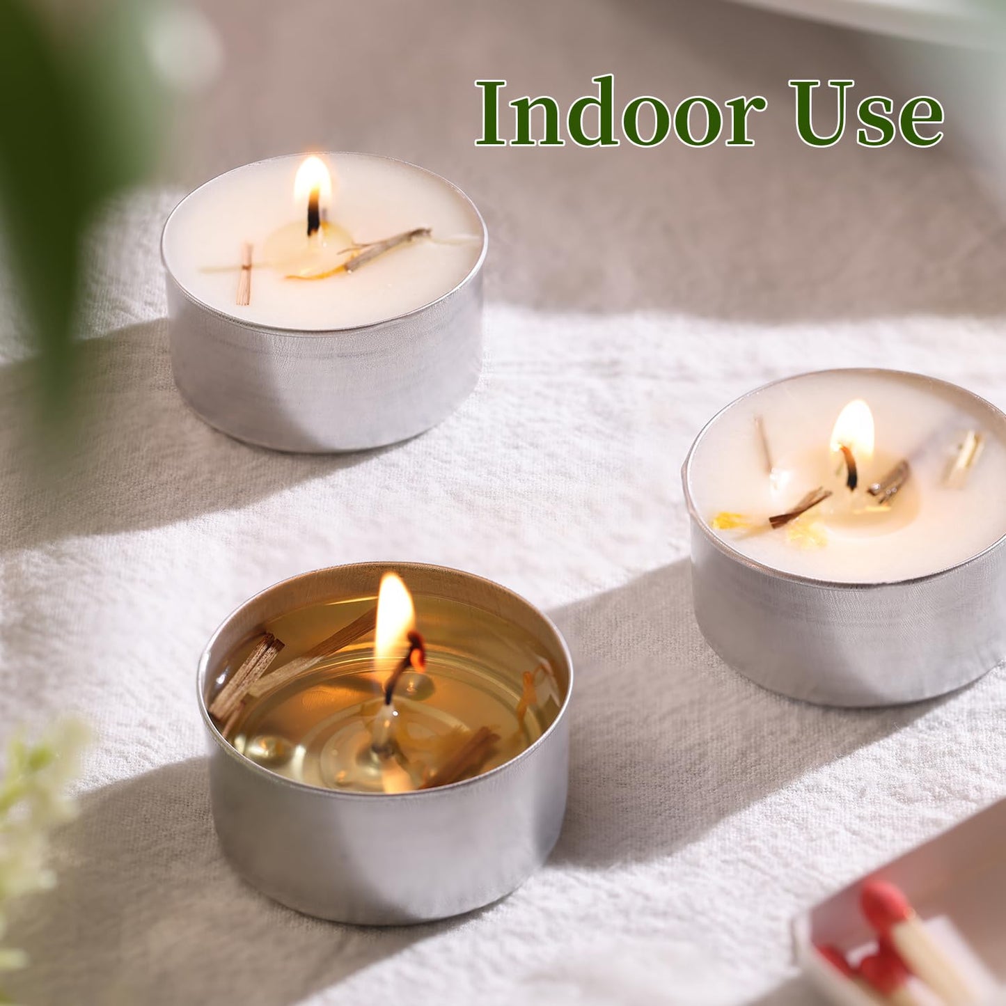 8 Pcs 6H Citronella Tealight Candles Indoor Outdoor, Decorative Scented Tealight Candles with 100% Palm Wax Base & Dried Lemongrass, Smokelss for Patio, Home, Outside Use