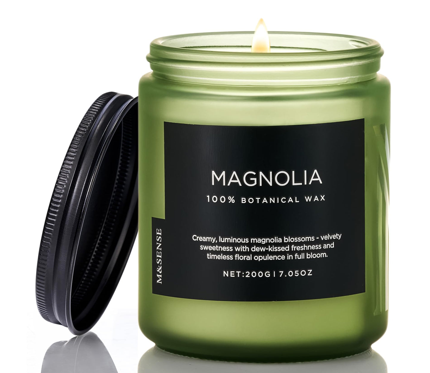 M&SENSE Magnolia Jasmine Scented Candle, 7.05oz 50 Hours Long Lasting Clean Non Toxic All Natural Soy Wax Candle for Relaxing & Stress Relief, Spring Fragrance Gifts for Home Decor