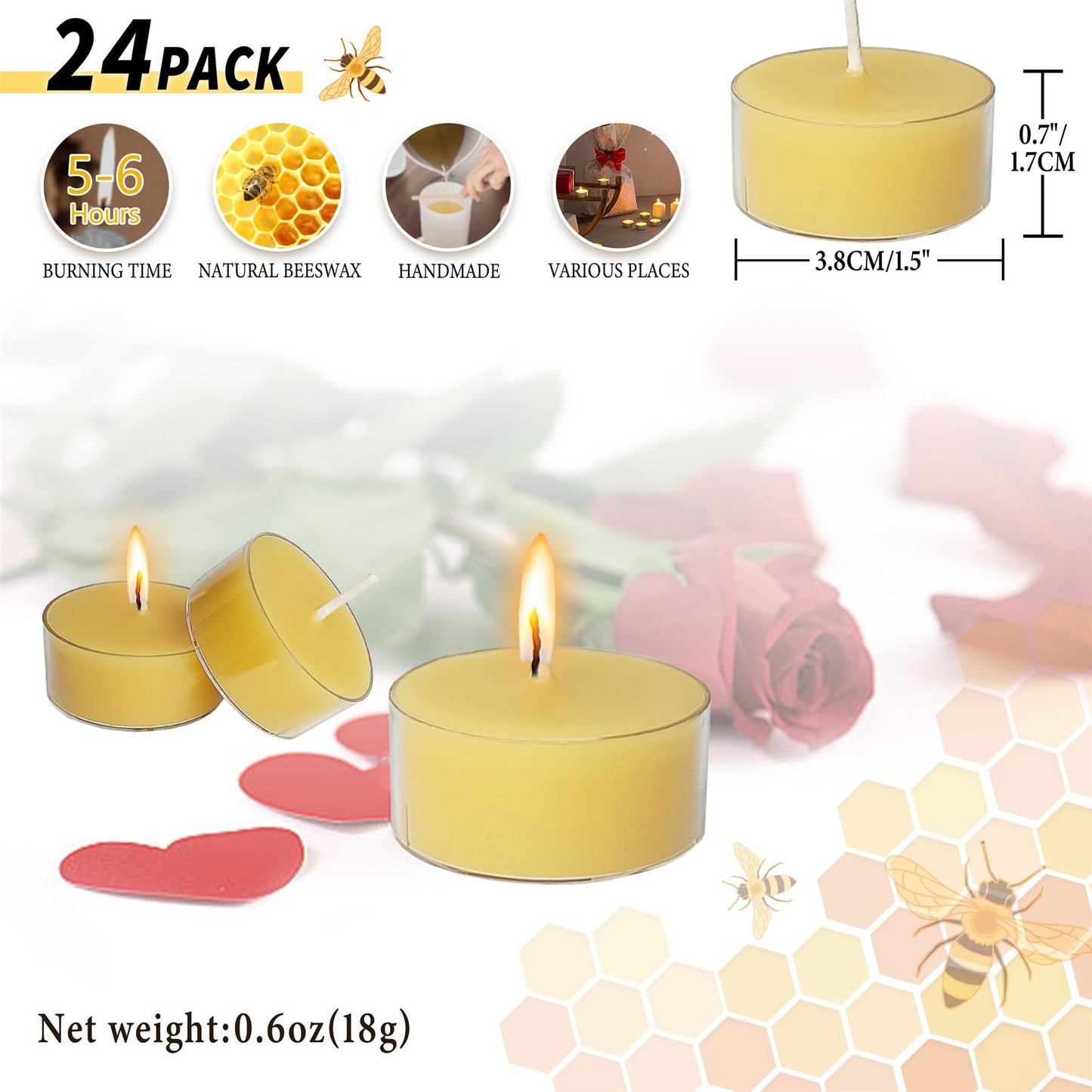 Gedengni Candlesticks Scented Tealight Candles,24pcs Round Tea Light Candles Natural Scent Wax Tealight Candle Smokeless Candle Stciks for Spa Home Decor Party Women Gifts (T01-24S-RD)