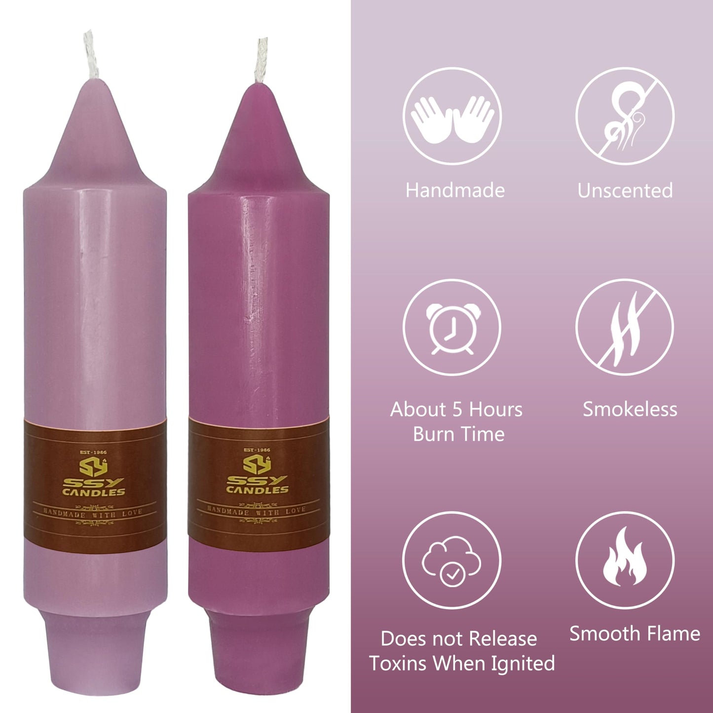 Short Taper Candles Set of 4 – 5 Inch Unscented Tapered Candles,Gradation Purple Smokeless Candle Sticks Handmade Taper Candles for Wedding Home Decor Dinner