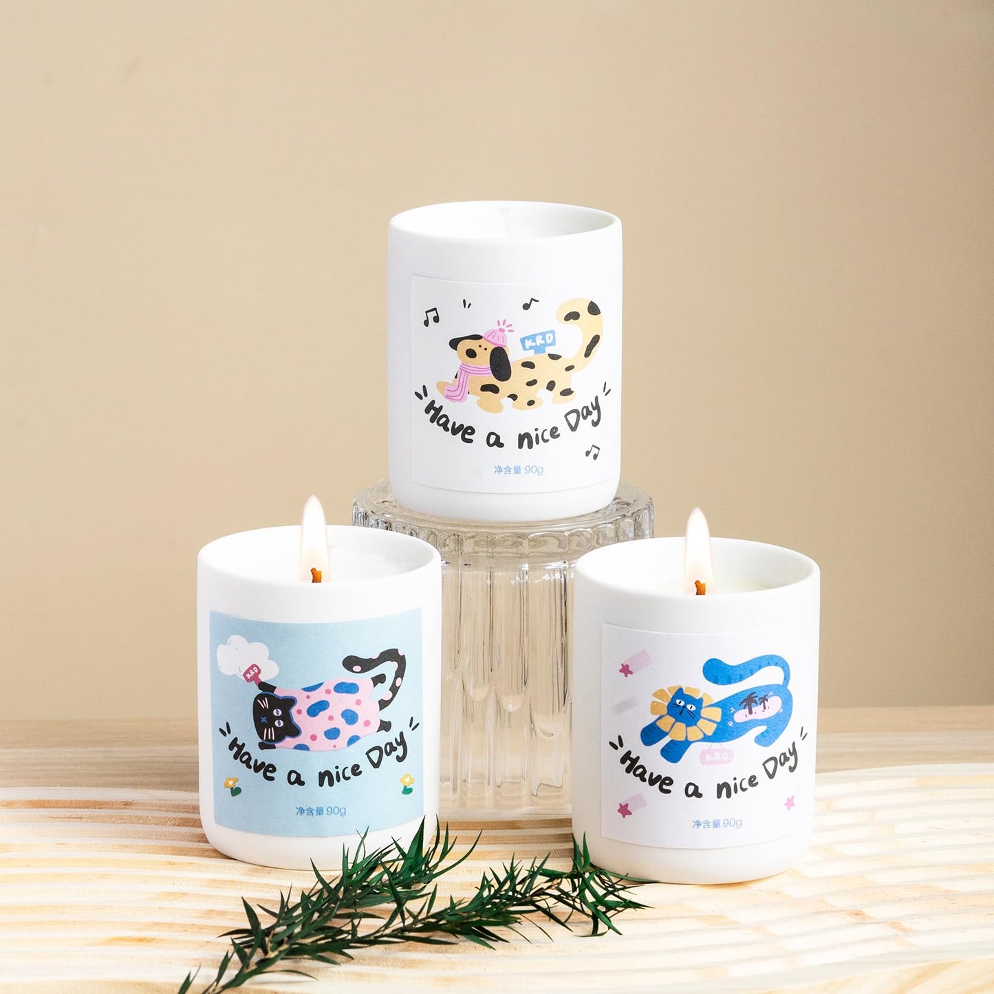 KRD Pet Lover Gifts for Women, 3 Pack Strong Scented Candles Set, 3x3.2oz 60H Burn, Fresh Pet Odor Eliminator for Home Bathroom