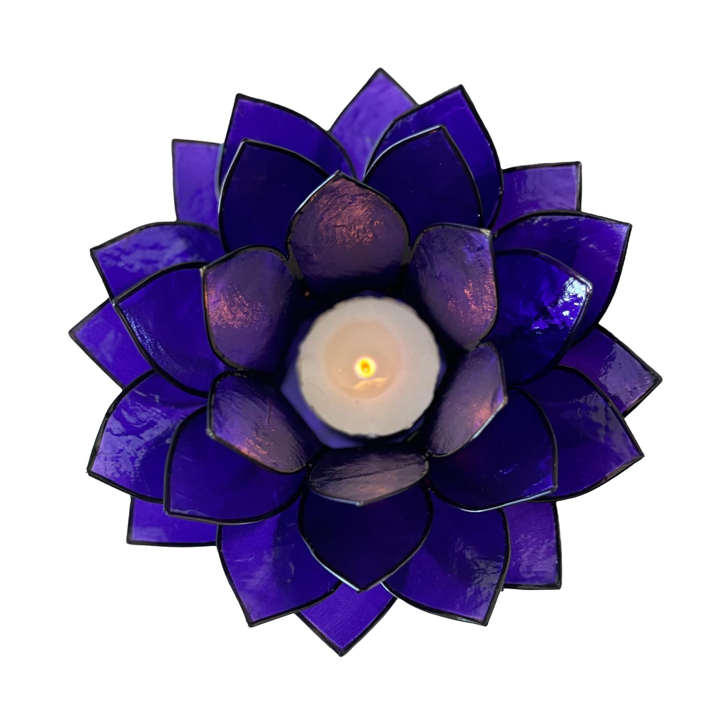 Moonshadow Handmade Capiz Shell Lotus Tea Light Holder, Elegant Flower Design with Natural Translucent Finish, Ideal for Home Decor, Meditation, Weddings & Serene Centerpieces, Purple