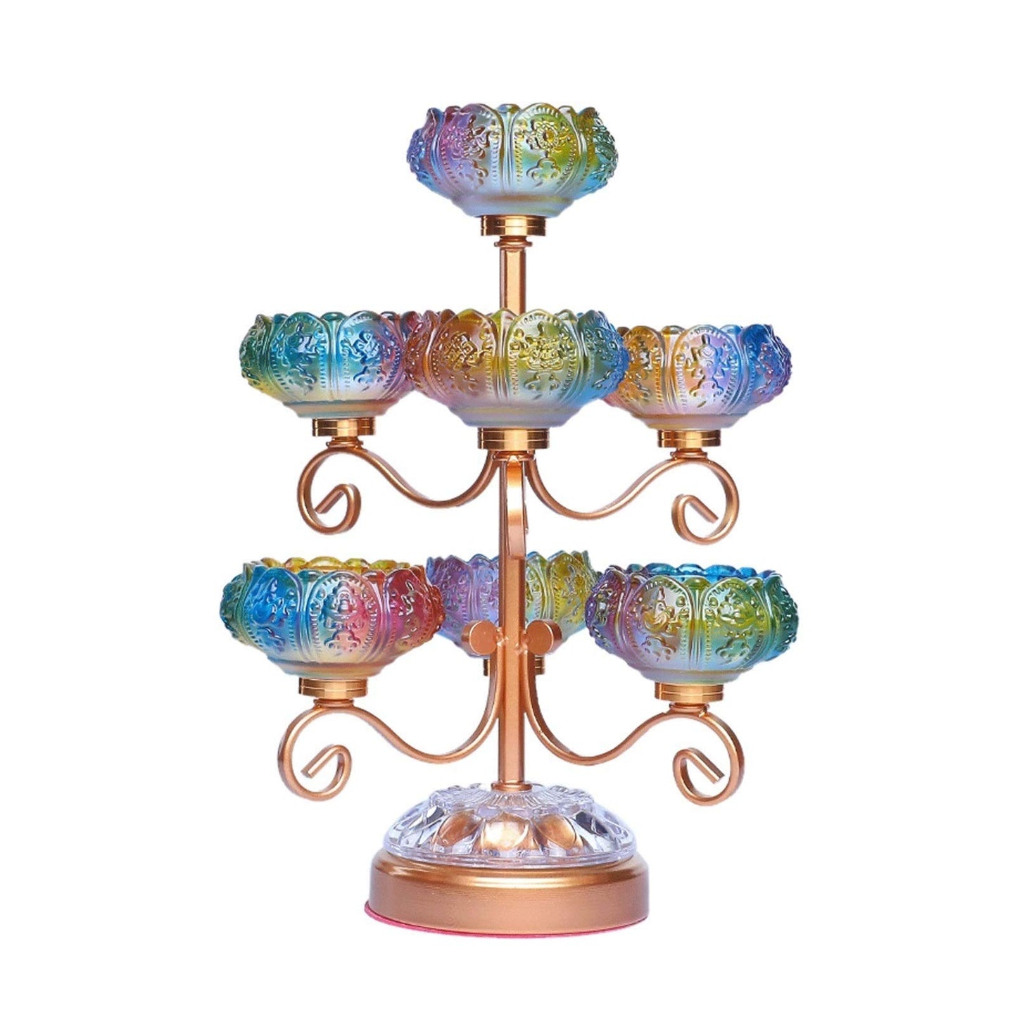 VALTEV Candle Holder Crystal Glass 10.6 Inch Lotus Candlesticks Holder, Creative Decoration Candlesticks for Home Decoration Candle Stand Wedding Gift Idea Candle Holder for Table (Size : Gold)
