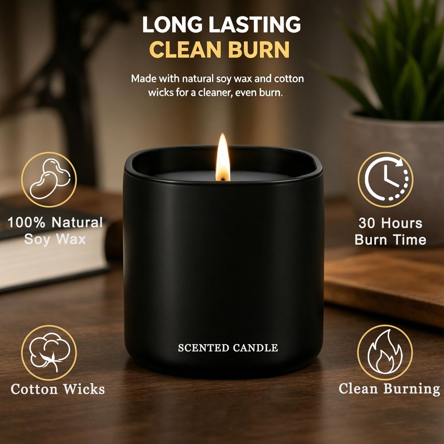 Men's Scented Candle Gift Set - 3 Pack Natural Soy Candles for Men,Teakwood, Sandalwood & Vanilla - Masculine Aromatherapy Gifts for Husband, Boyfriend, Dad & Father's Day
