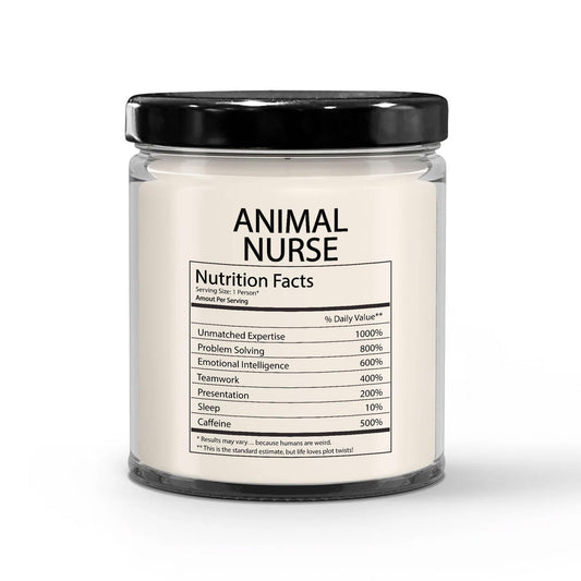 Funny Gifts for Animal Nurse Nutrition Facts Label - Christmas Candle for Veterinary Nurse Staff Employee Boss Veterinary - Thank You, Birthday - Vanilla Scented Soy Wax, 9oz