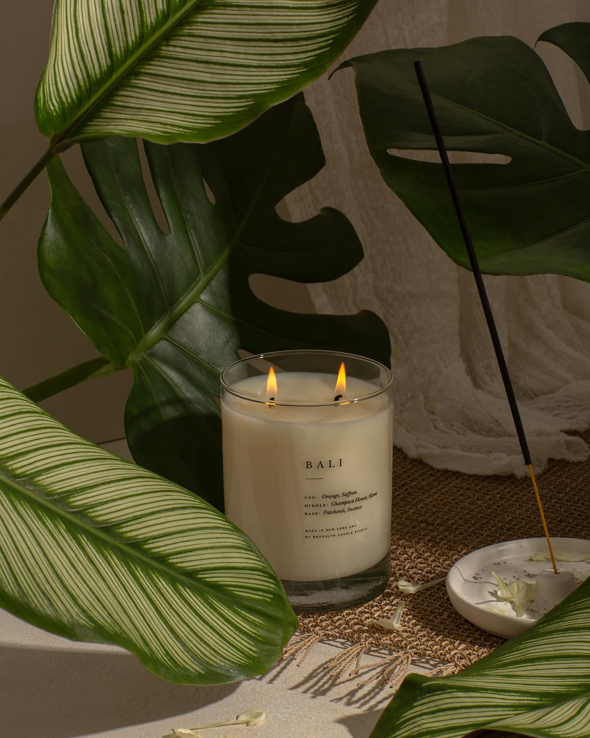 Brooklyn Candle Studio Bali Classic 2 Wick Candle - Luxury Scented Candle, Vegan Soy Wax, Hand Poured in The USA, 70 Hour Slow Burn Time - 13oz