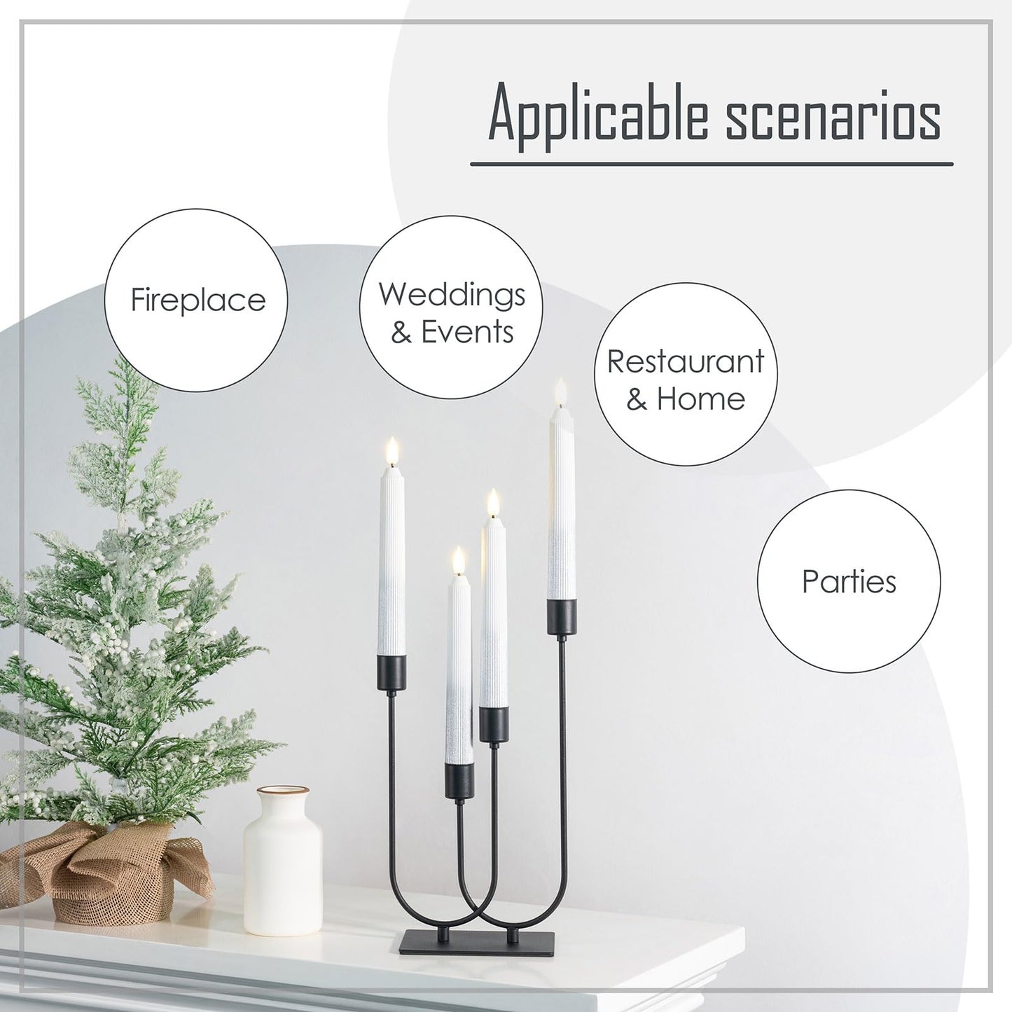 smtyle Halloween Black Candle Holders for Taper Candles Set of 4 Candelabra with Iron-0.8" Diameter Candlestick Ideal for for Table Centerpiece