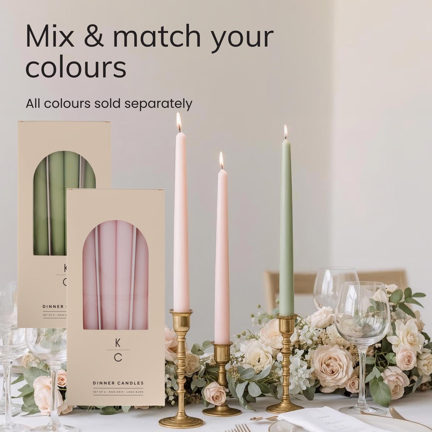 Tapered Dinner Candles - Soy & Paraffin Blend, Dinner Candles with Long-Lasting 7-Hour Burn for Stylish Homes - Candle in Curated Colors Ideal Gift for Hosts, Brides & Event Planners-Pink Clouds