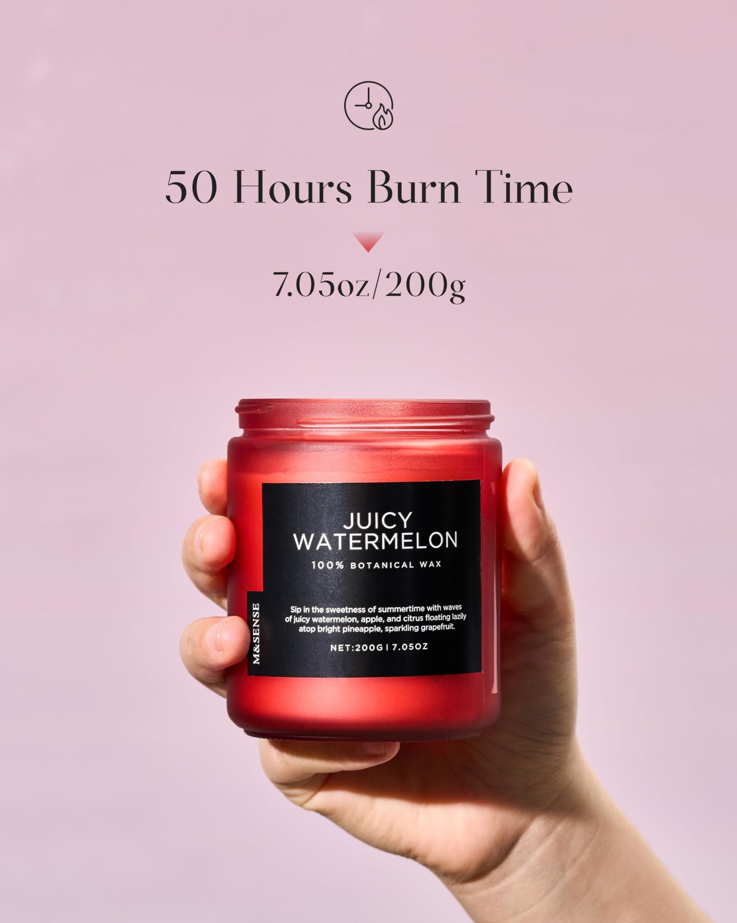 M&SENSE Juicy Watermelon Scented Candles for Home, 7.05oz Natural Soy Wax, 50 Hours Slow Burning, Non Toxic Organic Candles, Fruit Scent Aromatherapy Home Fragrance for Housewarming Gifts