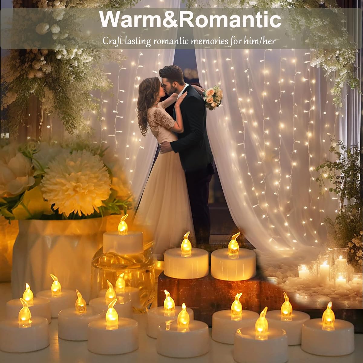 Jialine Led Tea Lights Candle with Remote Control,Long Lasting Battery Operated Led Tealight Candles with 2/4/6/8 H Timer for Wedding Halloween Christmas (Warm Warm 12 Pack)
