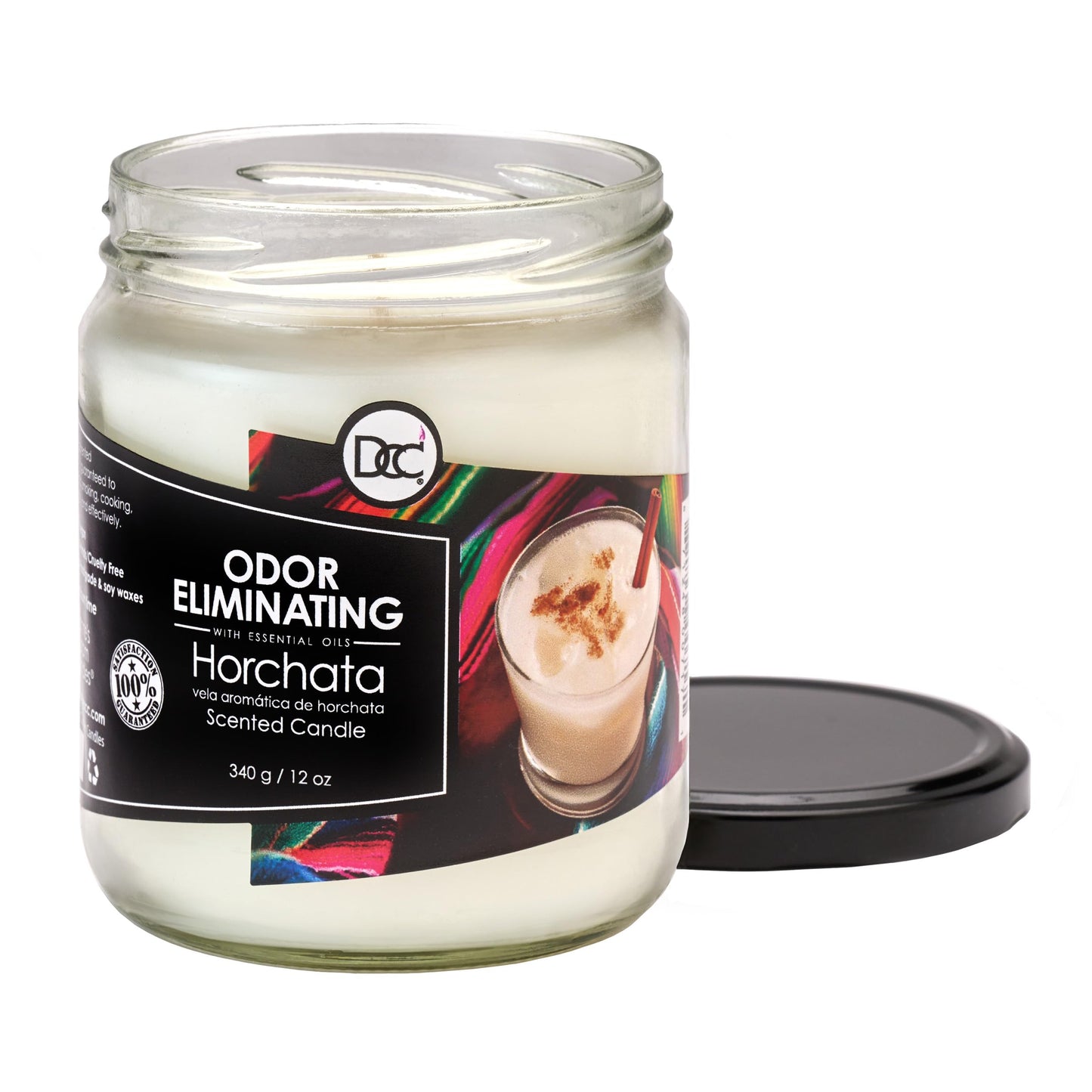 Horchata Odor Eliminating Highly Fragranced Candle - Eliminates 95% of Pet, Smoke, Food, and Other Smells Quickly - Up to 80 Hour Burn time - 12 Ounce Premium Soy Blend