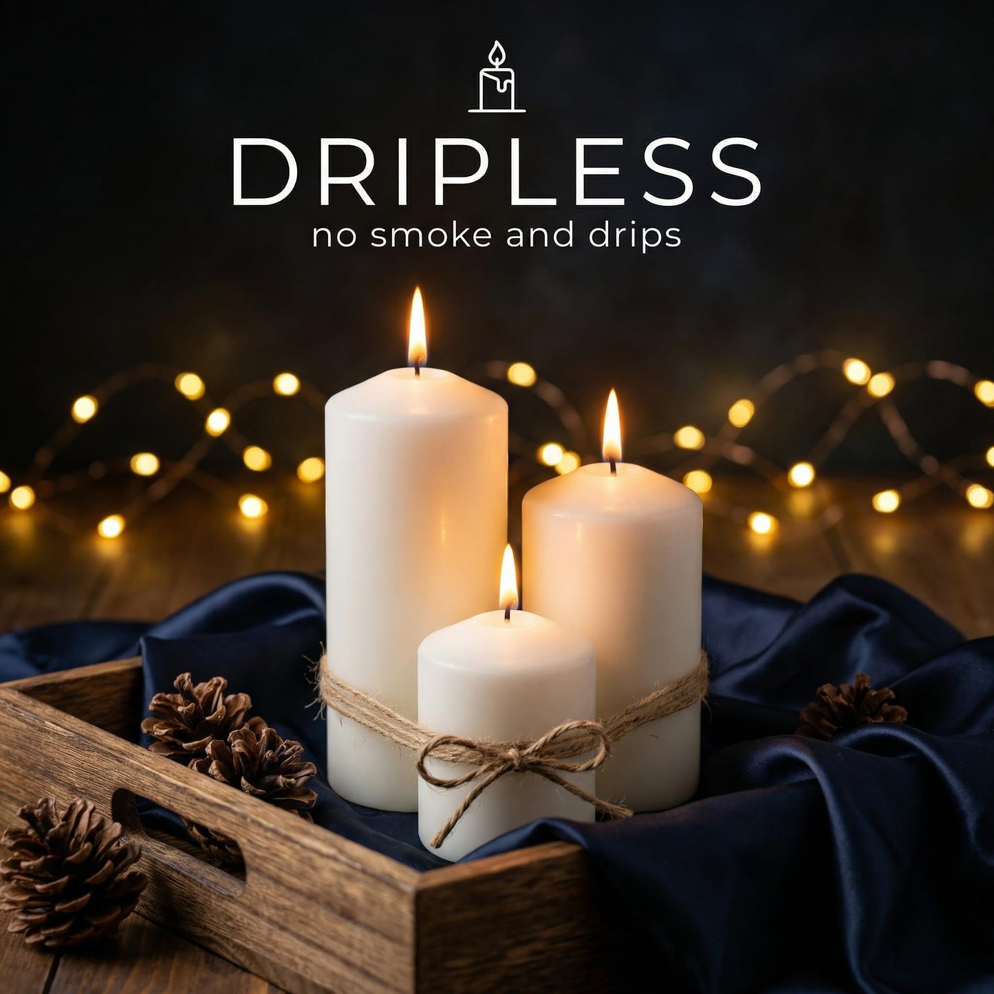 6 Pcs Individually Wrapped Pillar Candles Bulk, 2x3 2x6 2x8 Inch, Unscented Dripless Smokeless, Hurricane Candles for Wedding Party, Spa, Home Decor (6 White Pointed-tip, 2 x 3/6/8 Inch)
