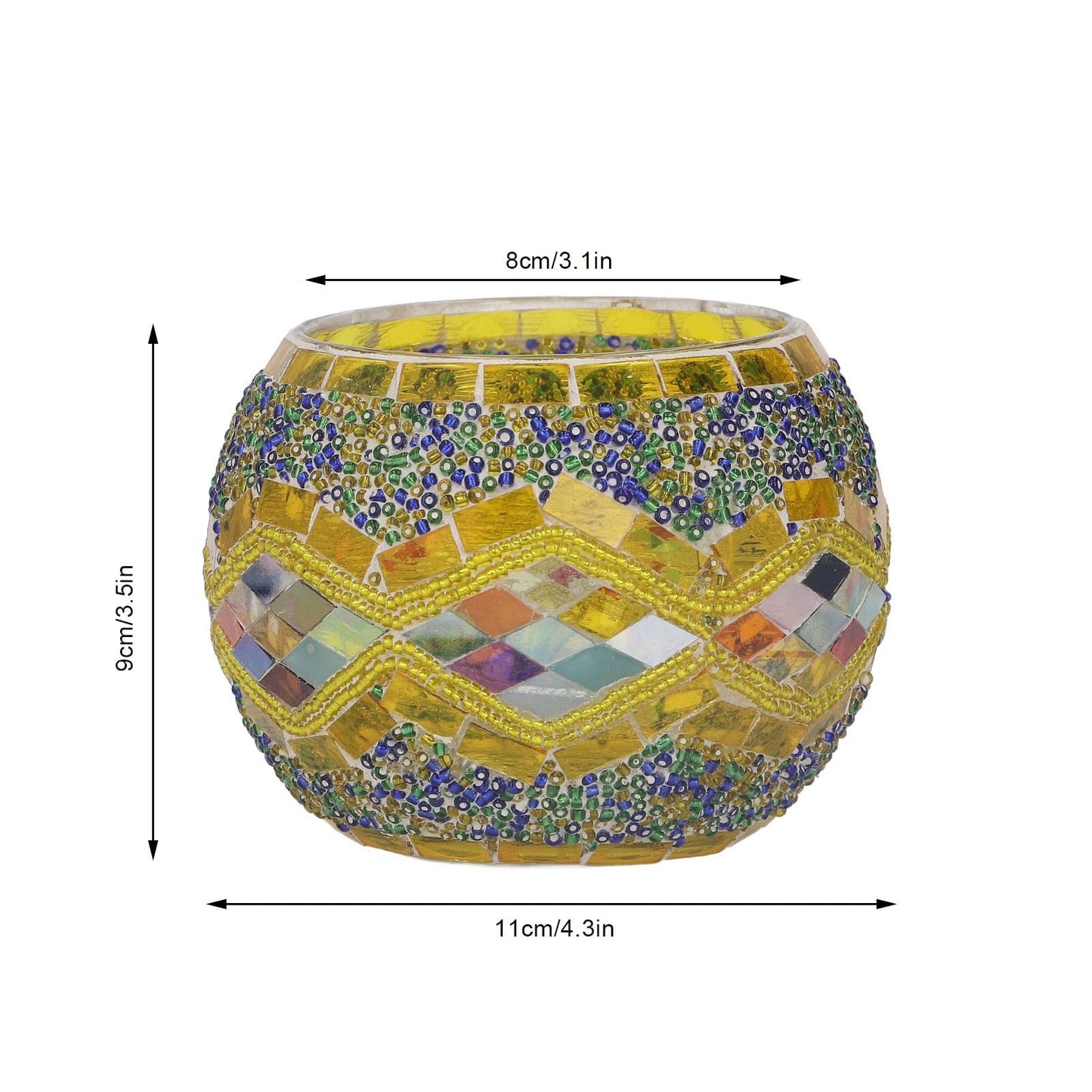 BEIJIALY Glass Votive Candle Holder, Mosaic Tealight Candle Holder Beautiful Romantic European Style Glass Candlestick Holder for Wedding Decoration