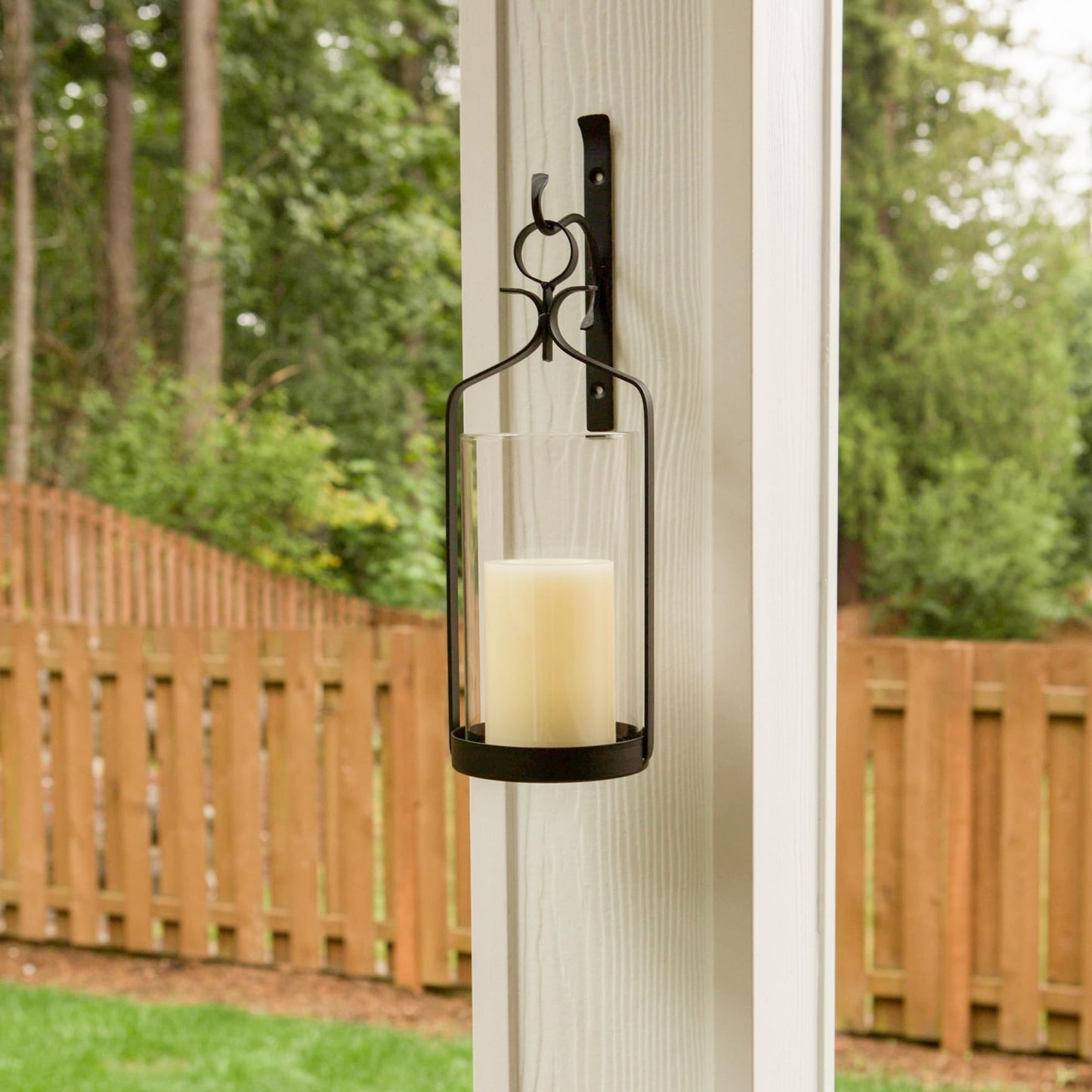 Zingz & Thingz Romantic Metal Wall Sconce Candle Holder, 5x5.625x16, Hanging Hurricane